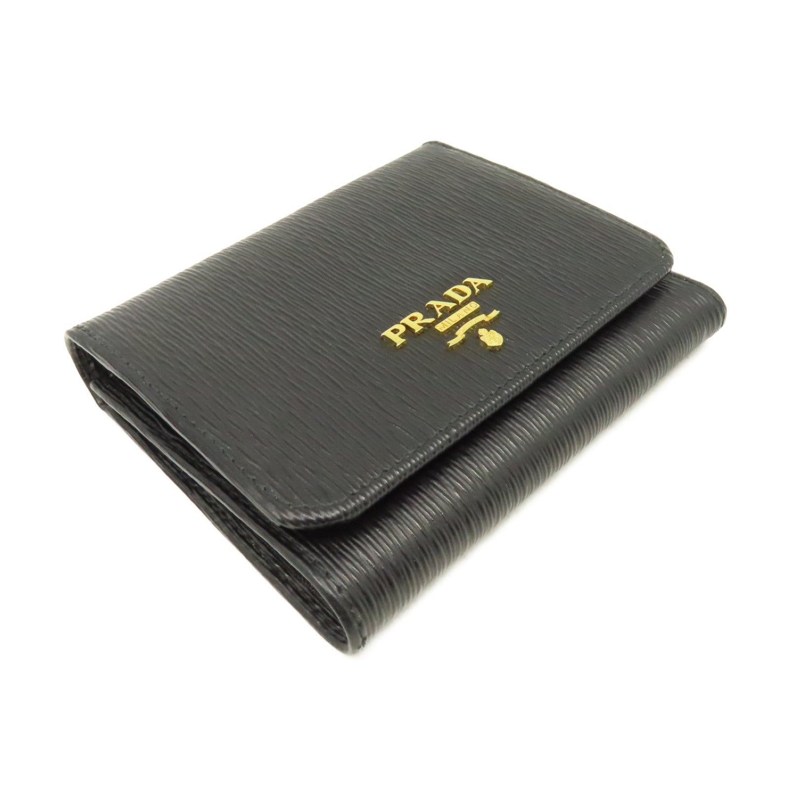 PRADA 牛皮皮革Short Wallet短錢包黑色
