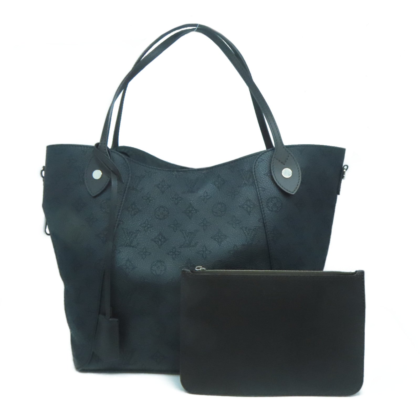 LOUIS VUITTON Monogram Mahina Hina MM銀扣肩背袋Noir黑色