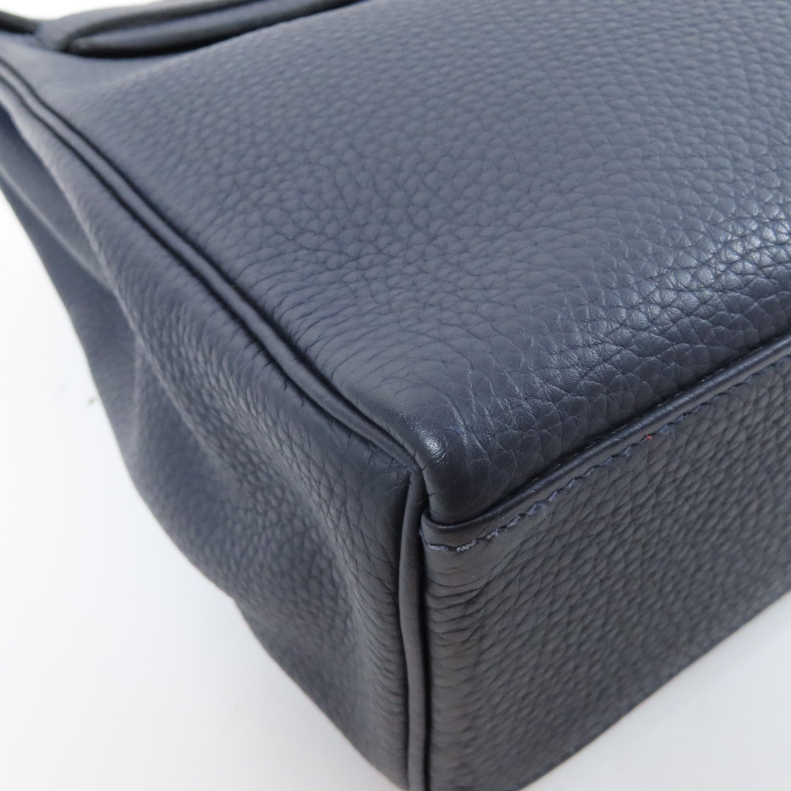 HERMES Clemence皮革Kelly Ado銀扣背包Blue Indigo靛藍色
