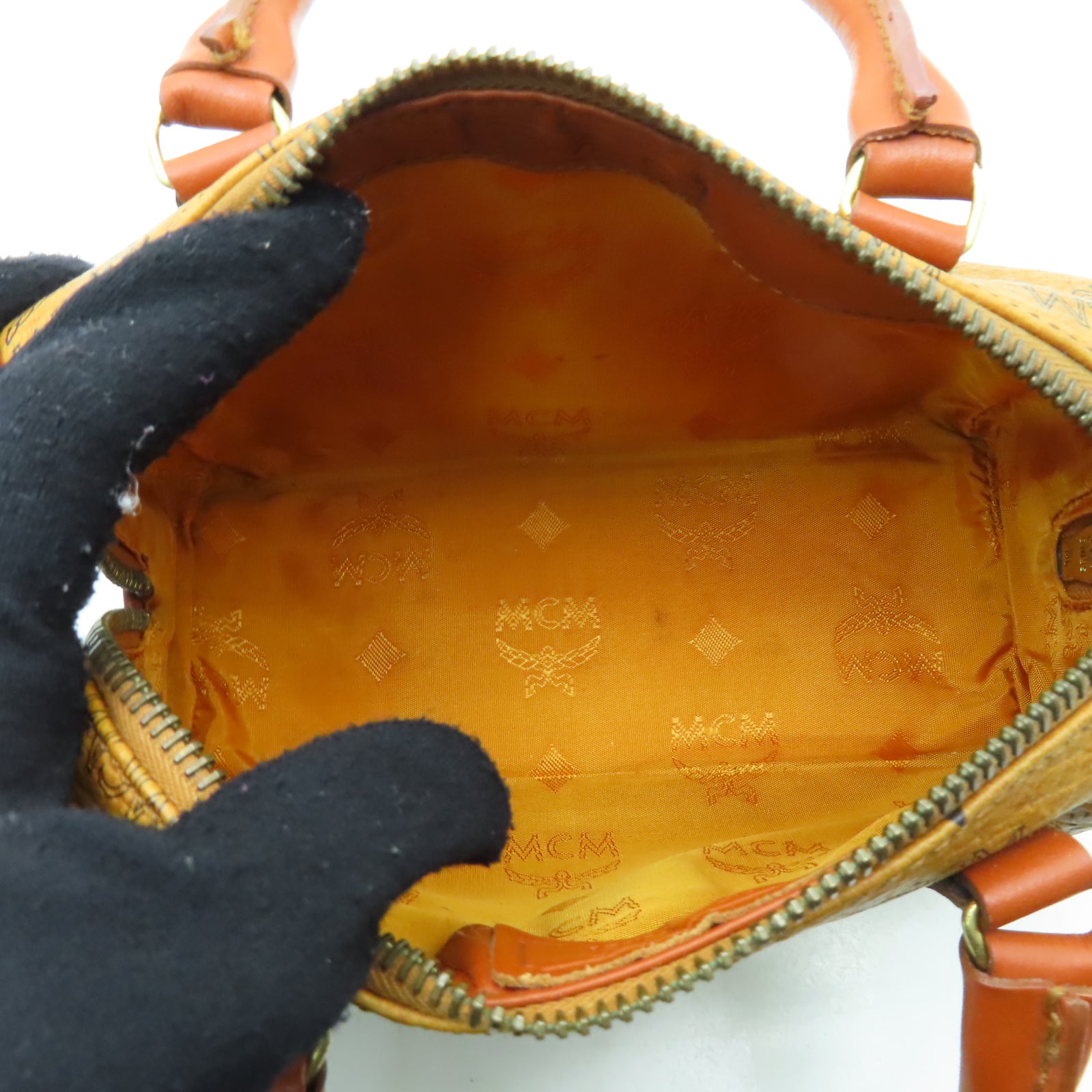MCM 牛皮皮革Hand Bag金扣手挽袋啡色