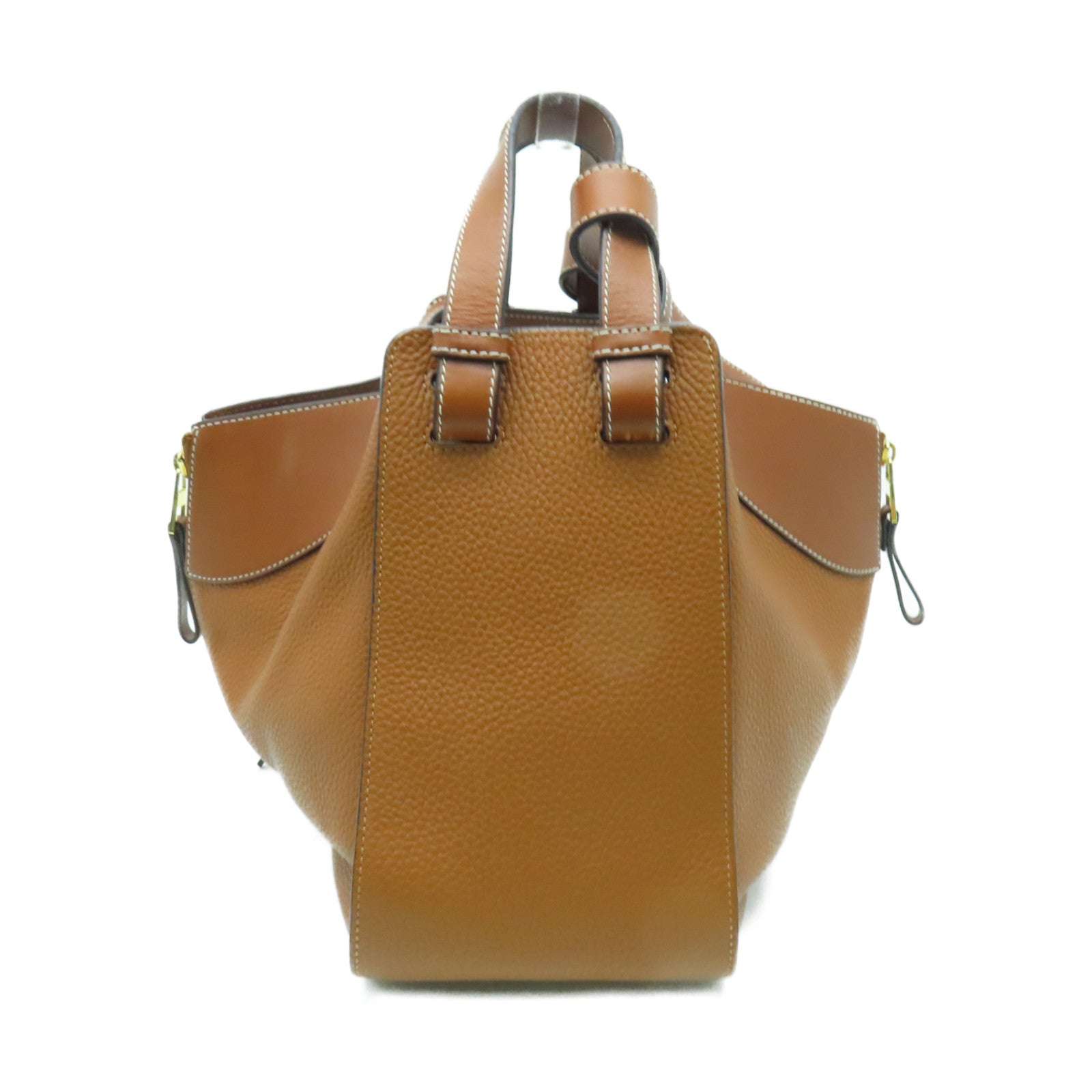 LOEWE 牛皮皮革Hammock金扣手挽肩背兩用袋棕色