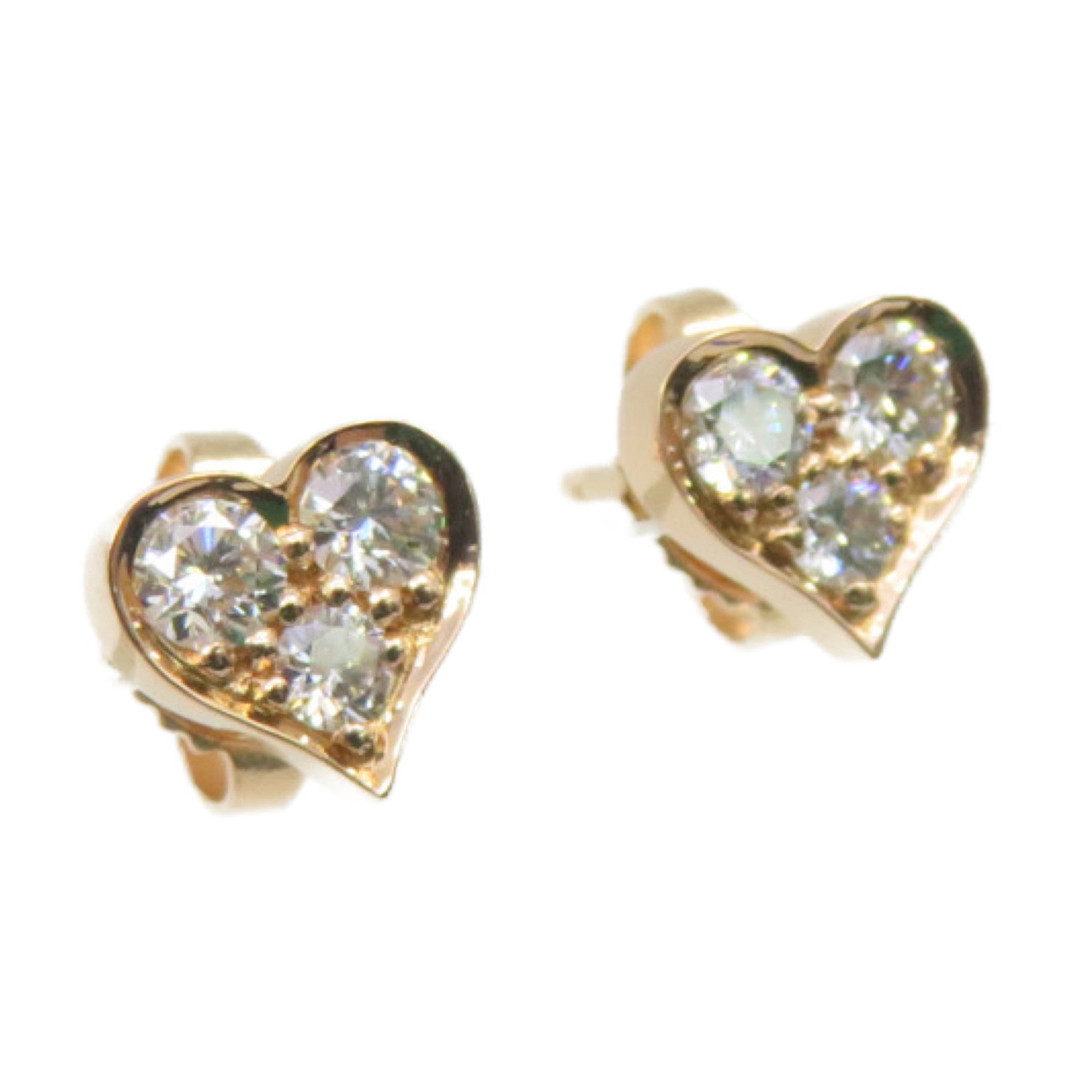 TIFFANY&amp;CO 18K Rose Gold/Diamond Sentimental Heart Diamond Earrings