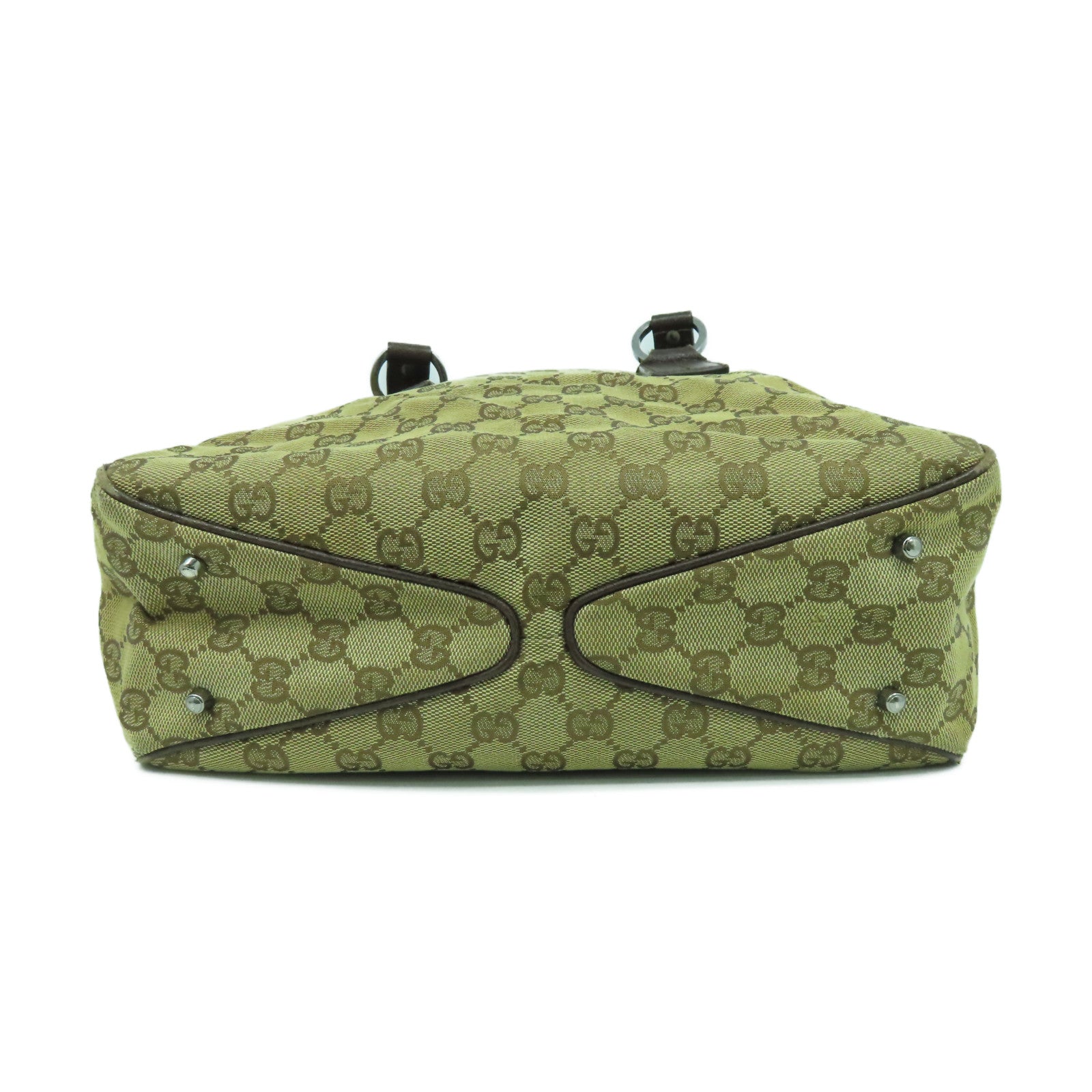 GUCCI 帆布Tote Bag銀扣手挽袋啡色