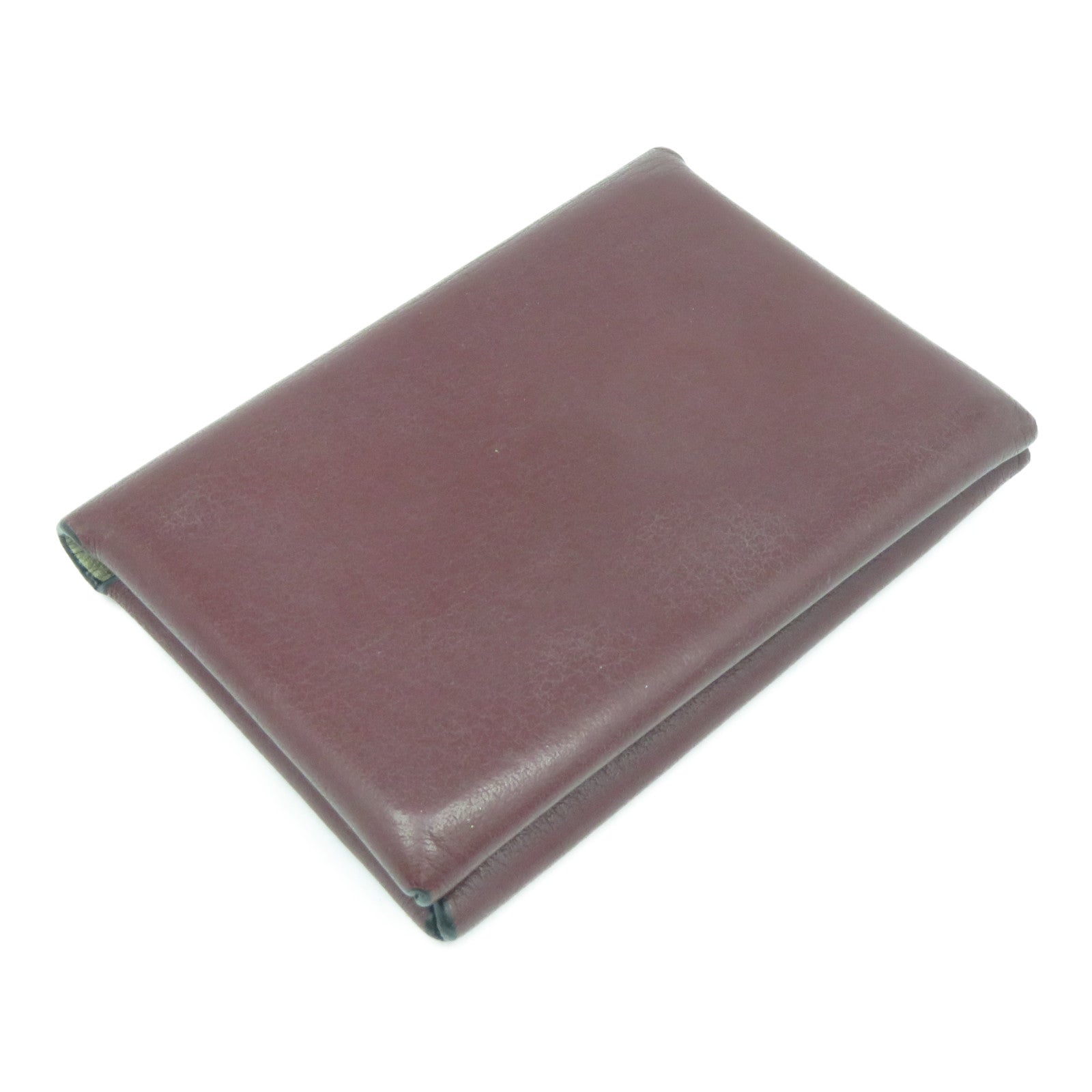 LOEWE 牛皮皮革Card Case金扣卡片套暗紅色