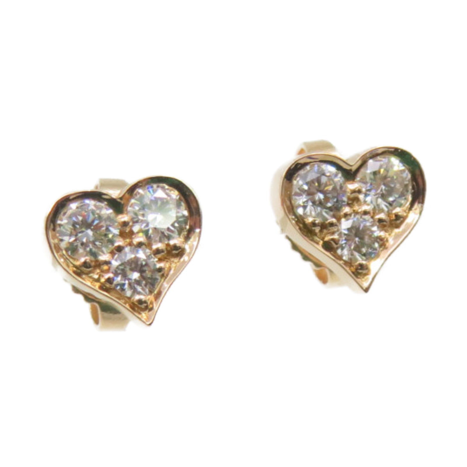 TIFFANY&amp;CO 18K Rose Gold/Diamond Sentimental Heart Diamond Earrings