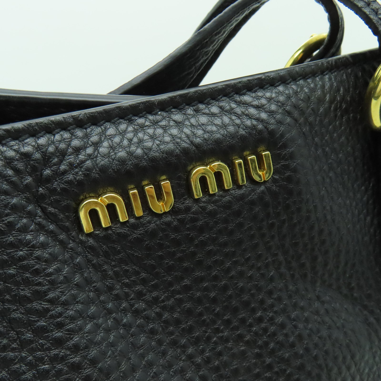 Miu Miu 牛皮皮革2way Shoulder Bag金扣手挽肩背兩用袋黒色