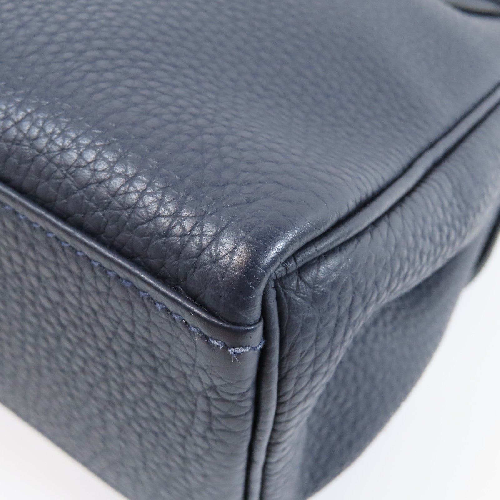 HERMES Clemence皮革Kelly Ado銀扣背包Blue Indigo靛藍色