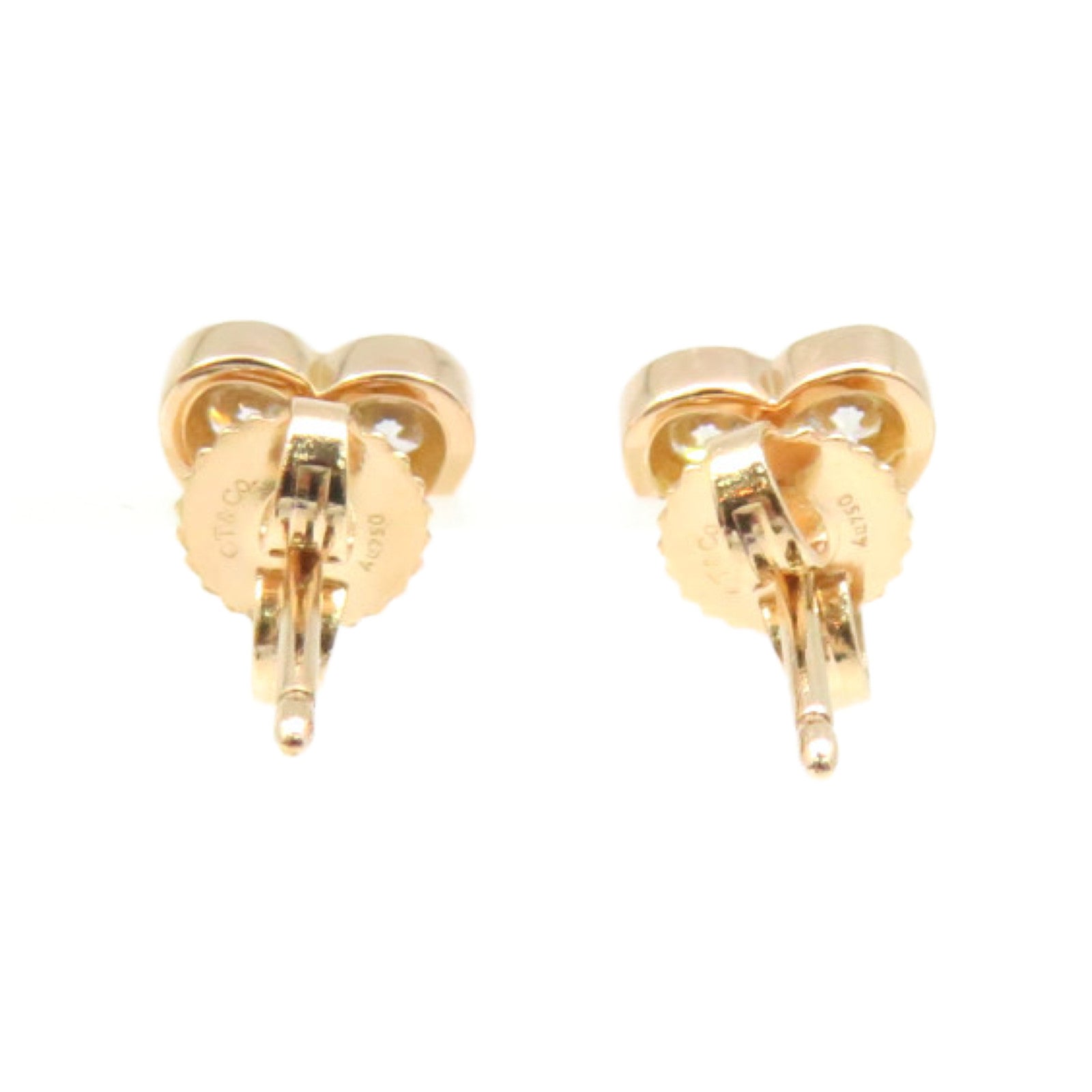 TIFFANY&amp;CO 18K Rose Gold/Diamond Sentimental Heart Diamond Earrings