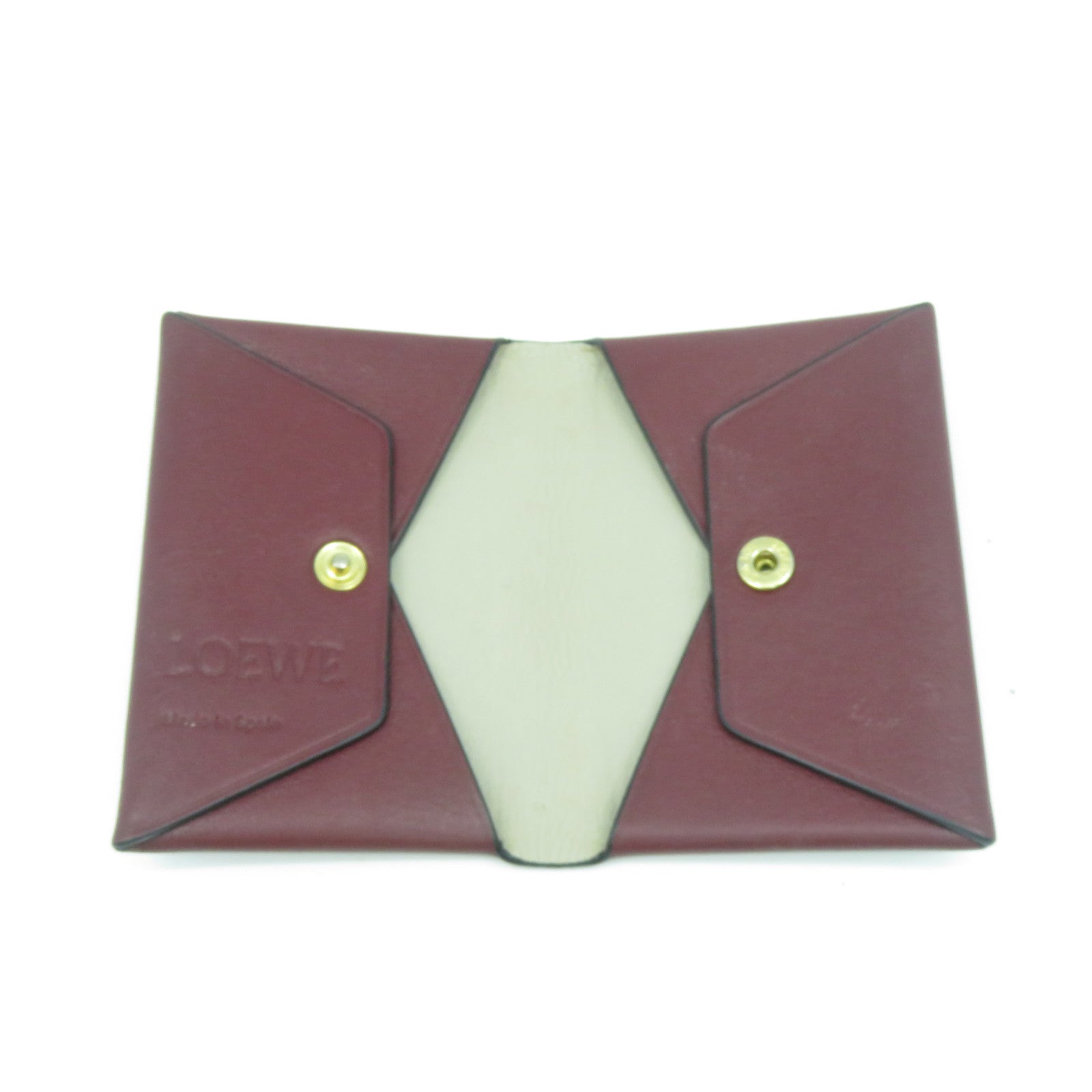LOEWE 牛皮皮革Card Case金扣卡片套暗紅色