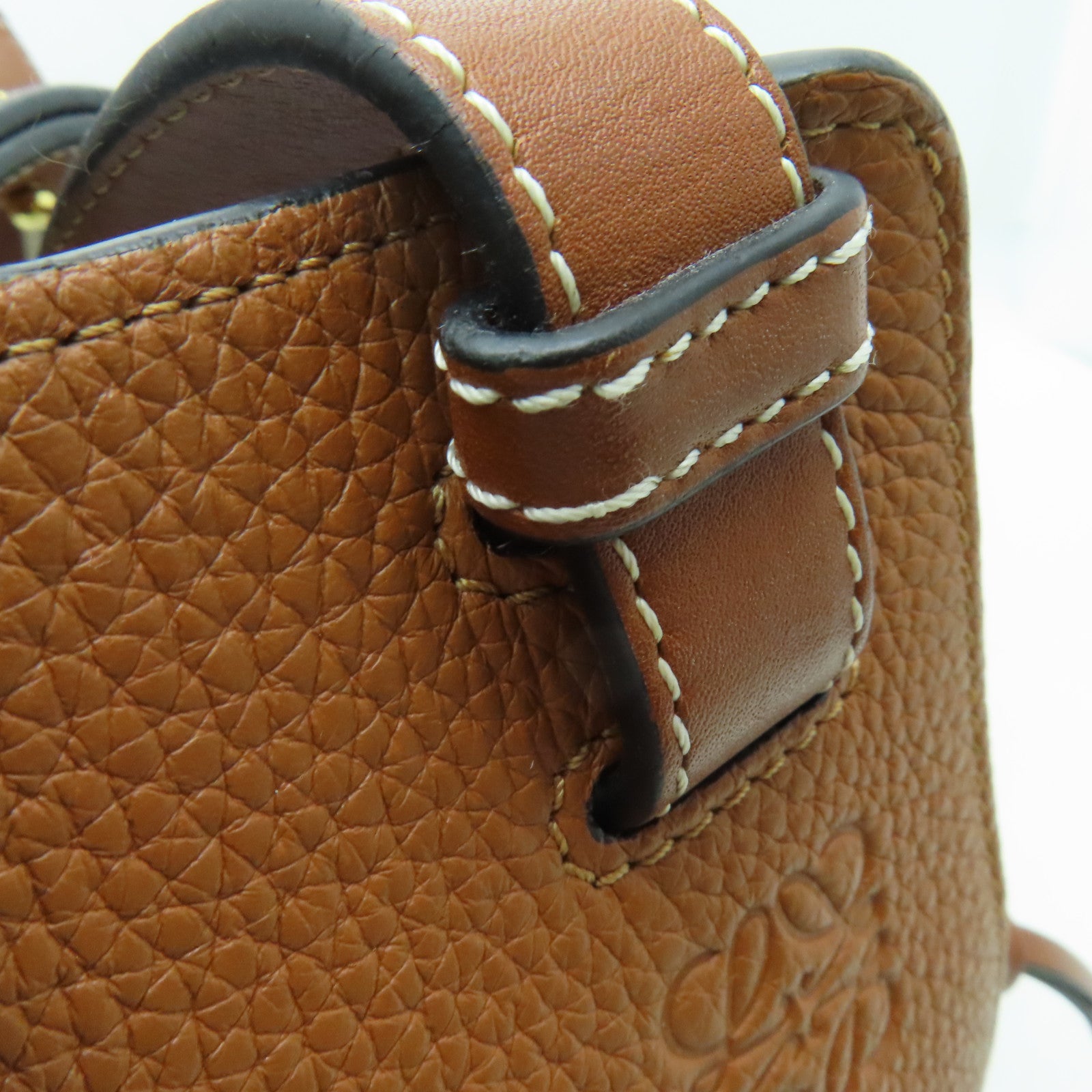 LOEWE 牛皮皮革Hammock金扣手挽肩背兩用袋棕色