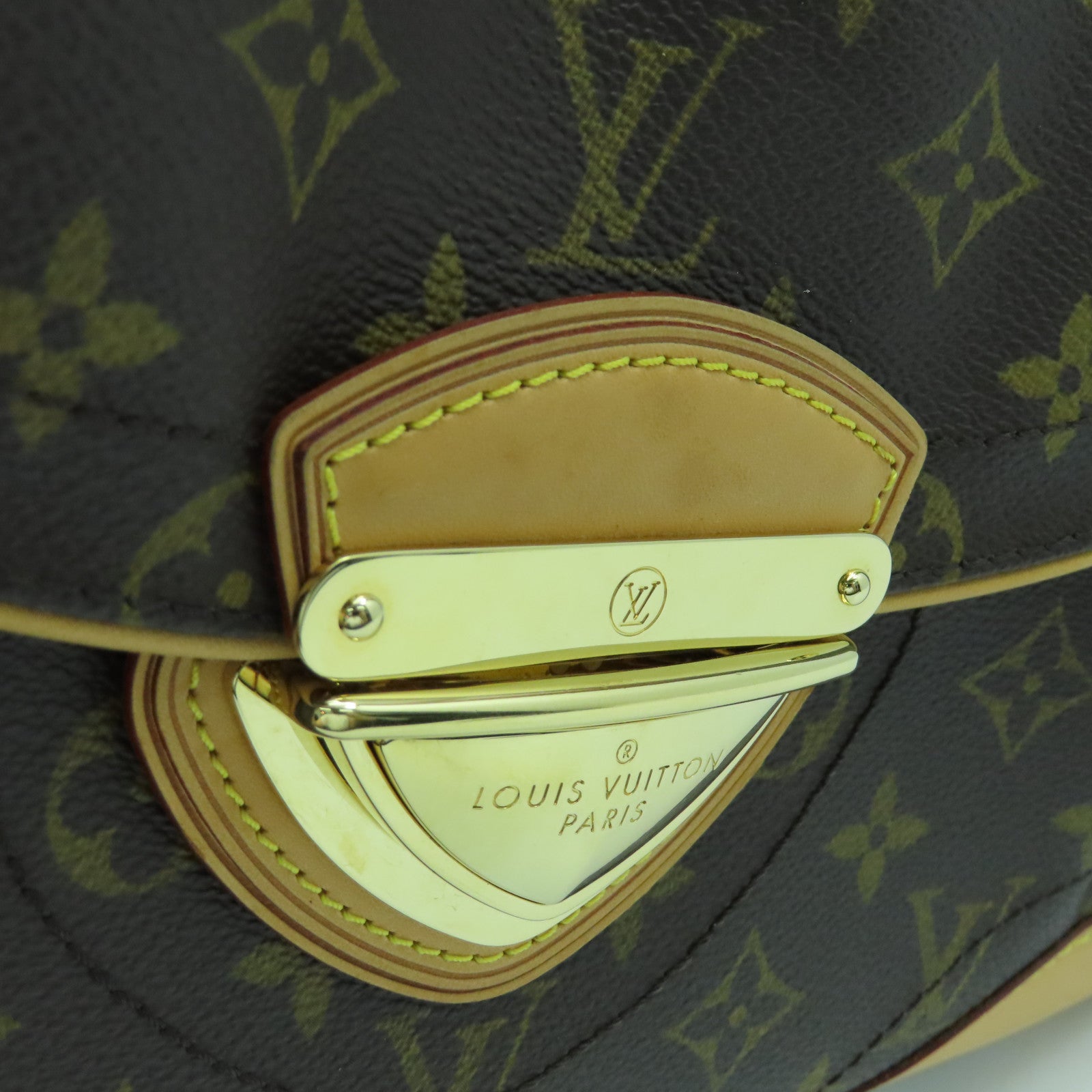 LOUIS VUITTON Monogram Beverly MM Gold Buckle Shoulder Bag Brown