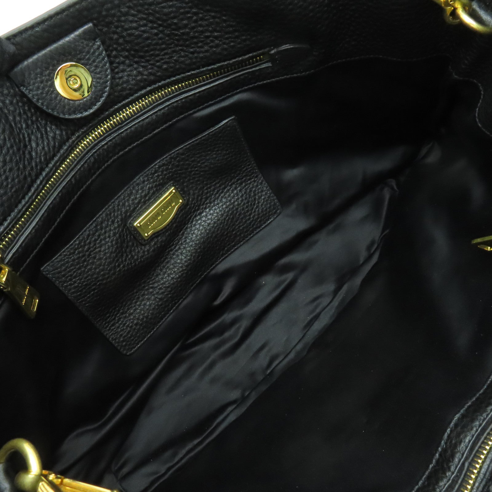 Miu Miu 牛皮皮革2way Shoulder Bag金扣手挽肩背兩用袋黒色