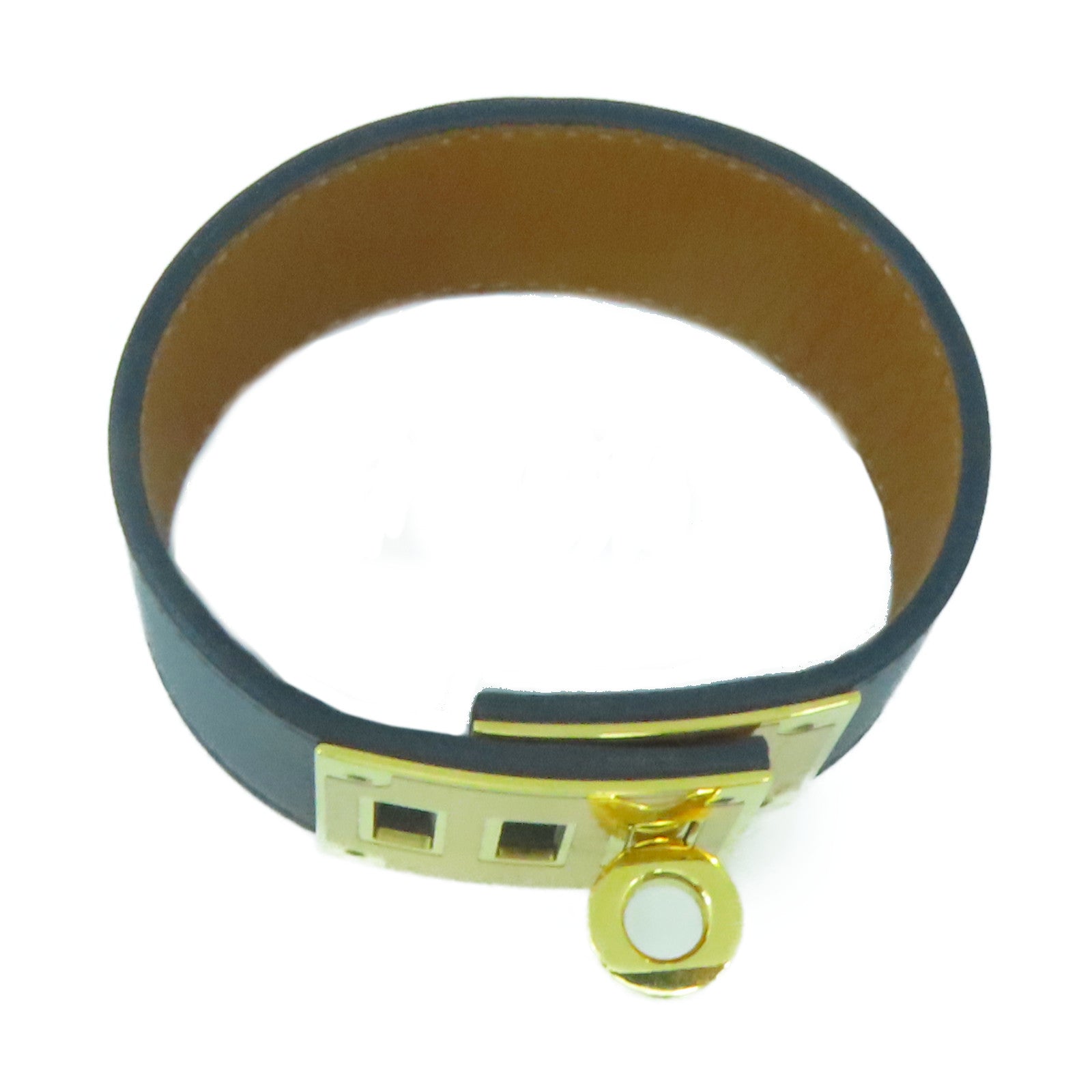 HERMES Swift皮革Kelly Dog Bracelet金扣手鐲黑色