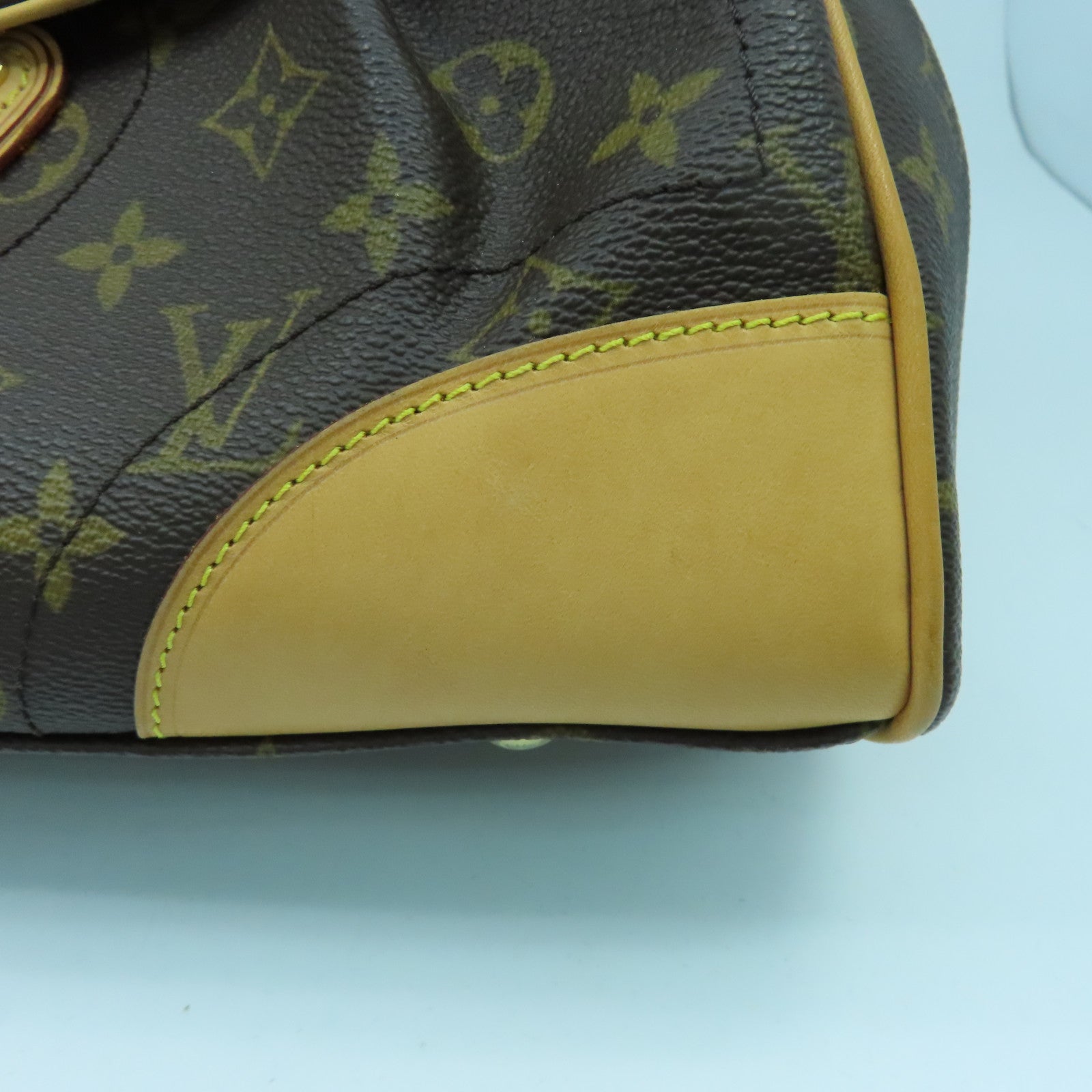 LOUIS VUITTON Monogram Beverly MM Gold Buckle Shoulder Bag Brown