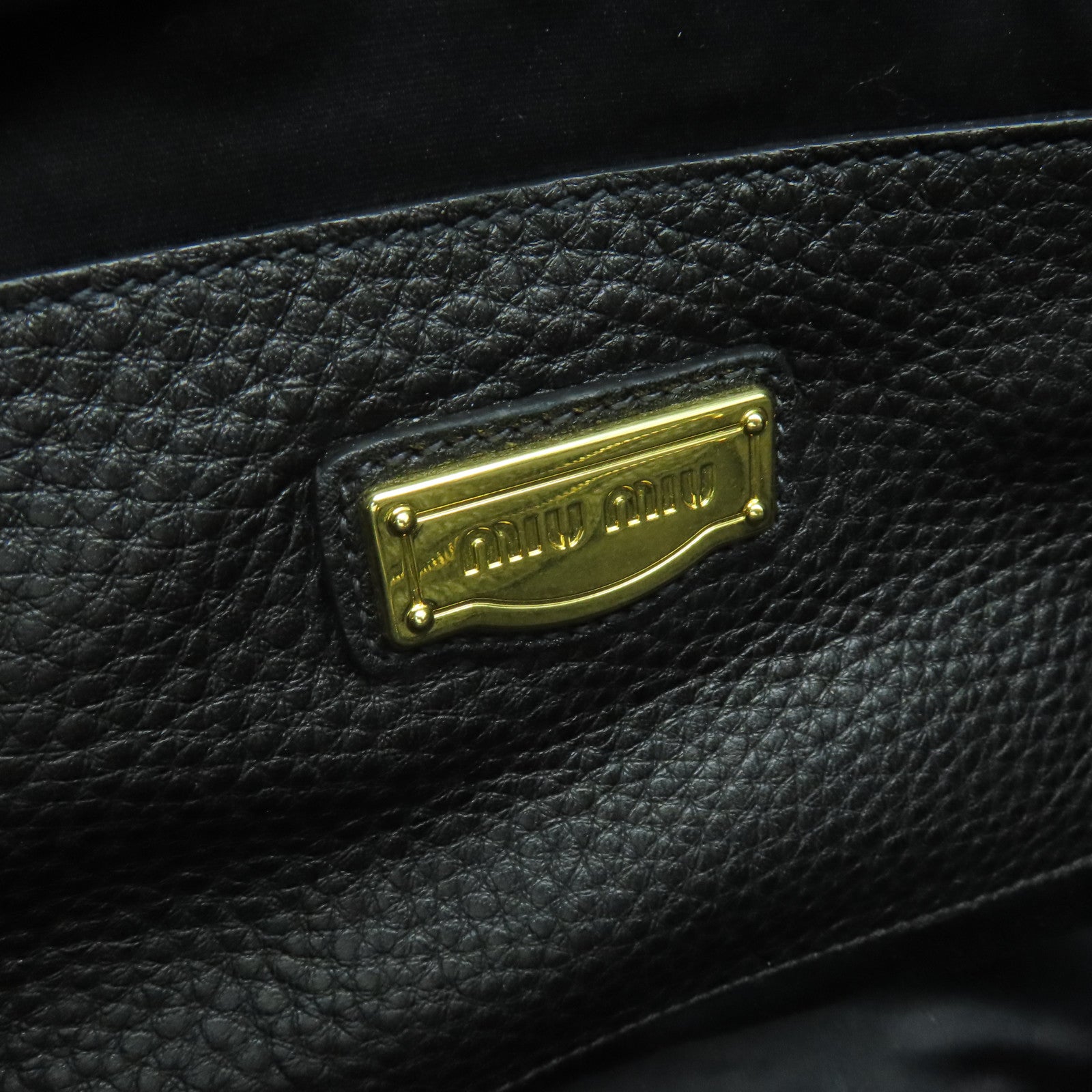 Miu Miu 牛皮皮革2way Shoulder Bag金扣手挽肩背兩用袋黒色