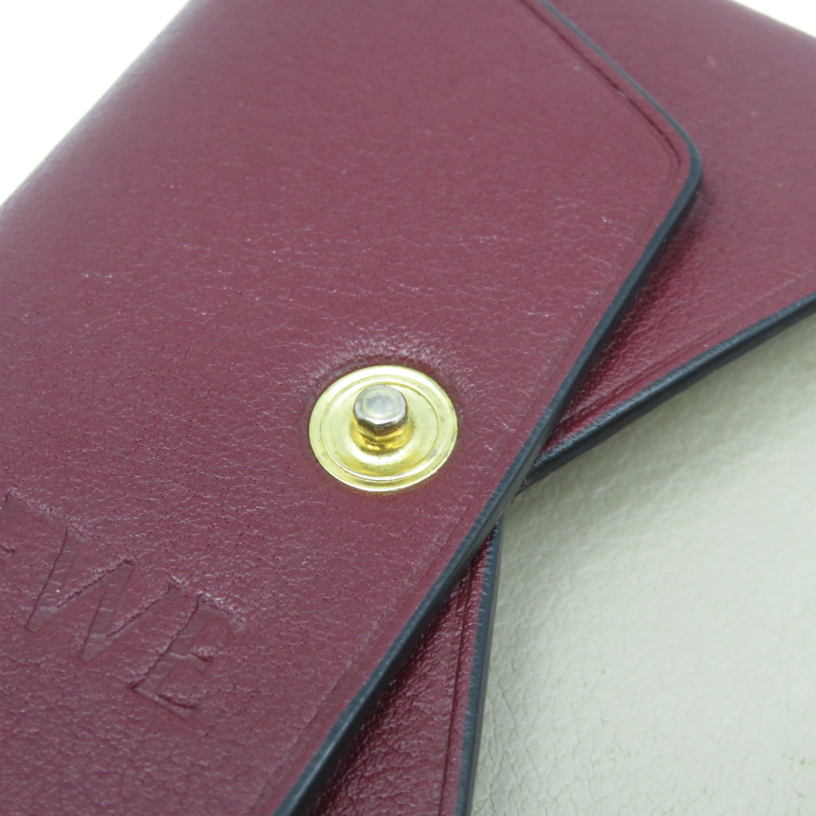 LOEWE 牛皮皮革Card Case金扣卡片套暗紅色