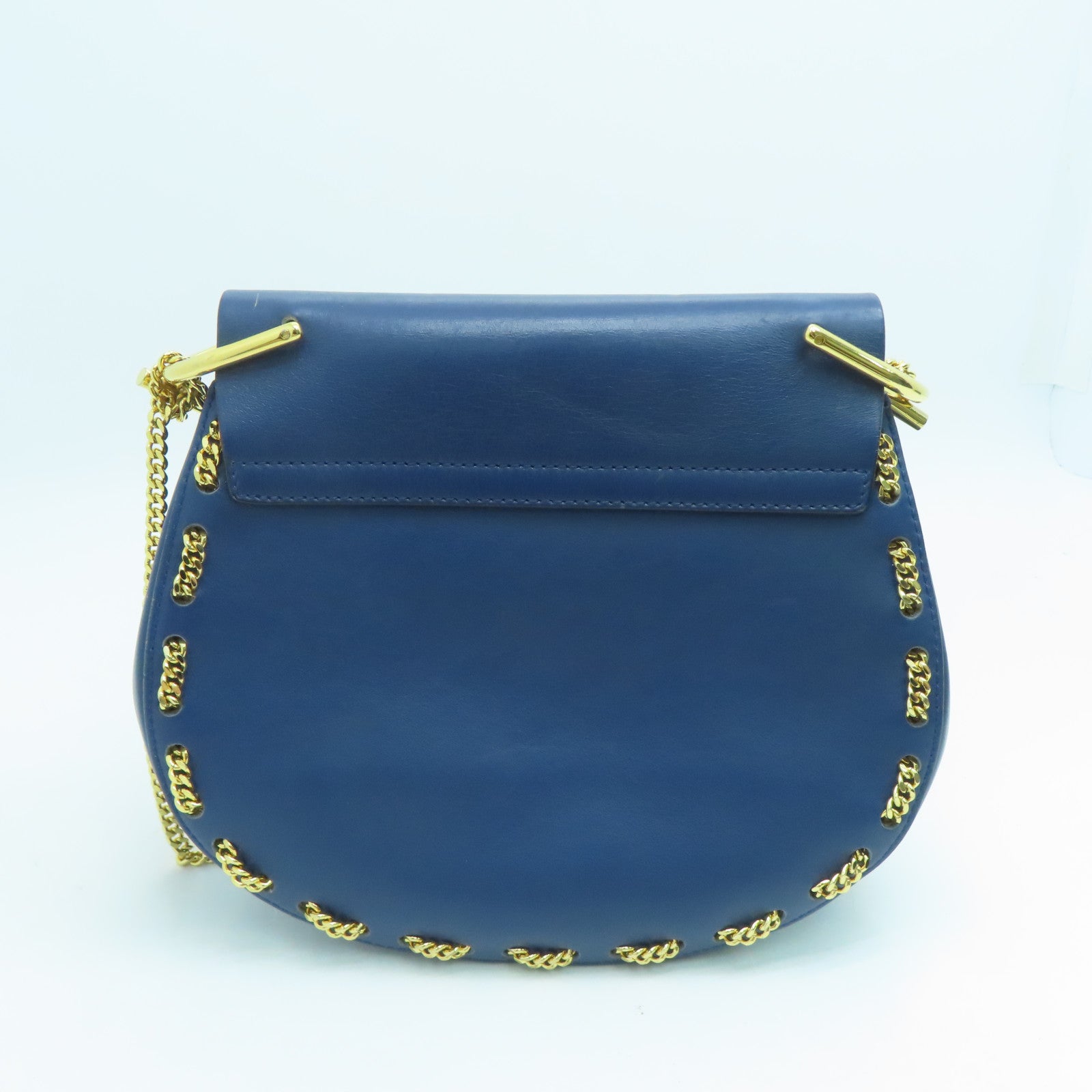 Chloe 牛皮皮革Chain Shoulder Bag金扣链带肩背袋蓝色