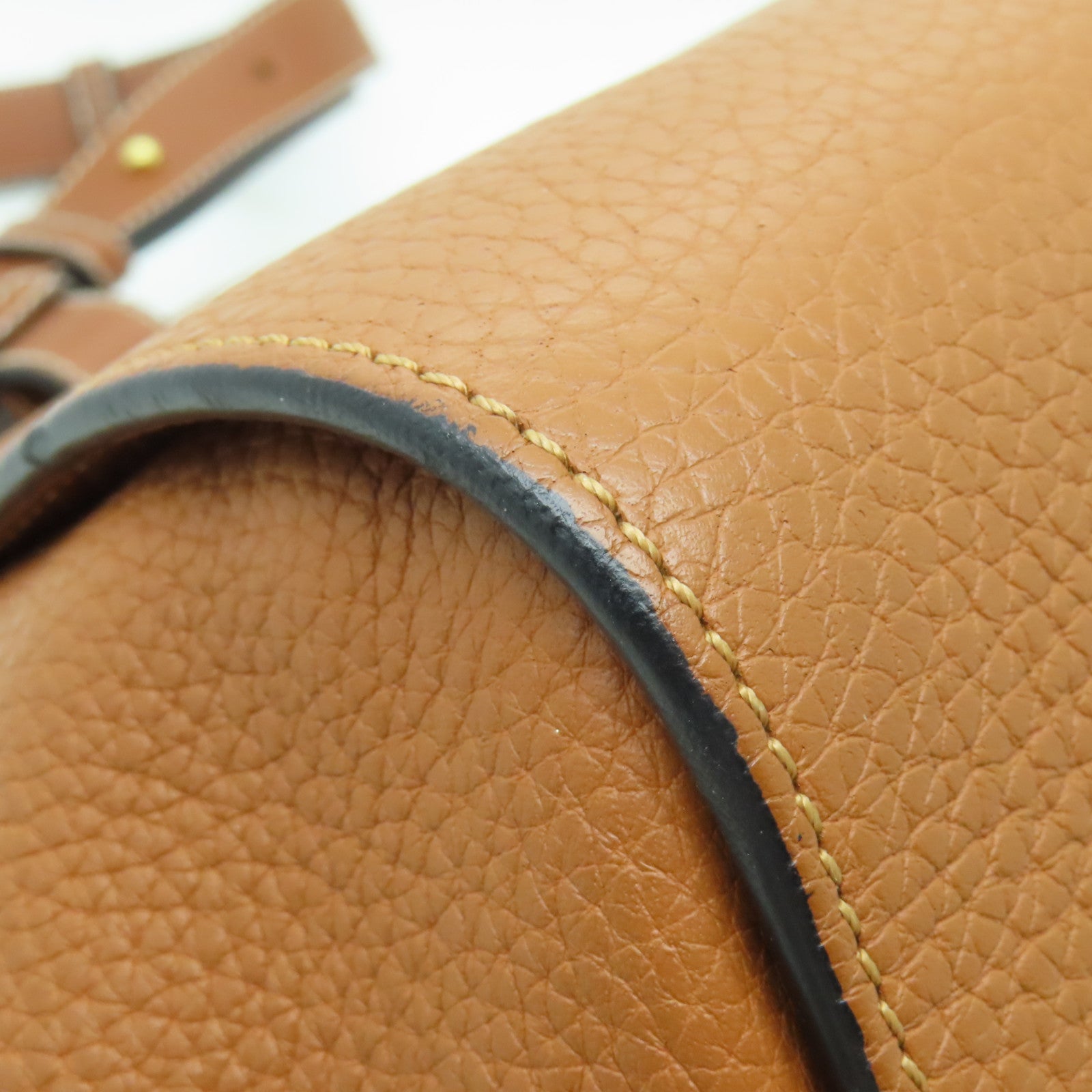 LOEWE 牛皮皮革Hammock金扣手挽肩背兩用袋棕色