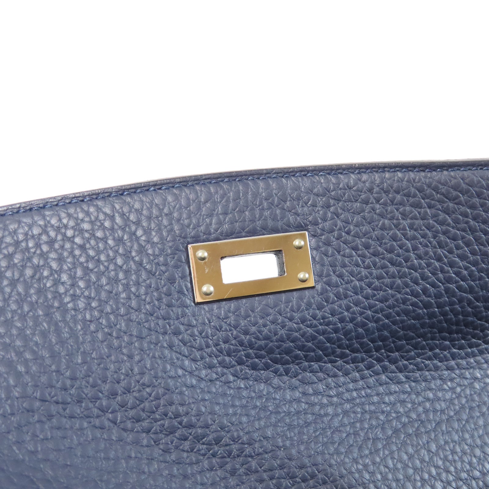 HERMES Clemence皮革Kelly Ado銀扣背包Blue Indigo靛藍色