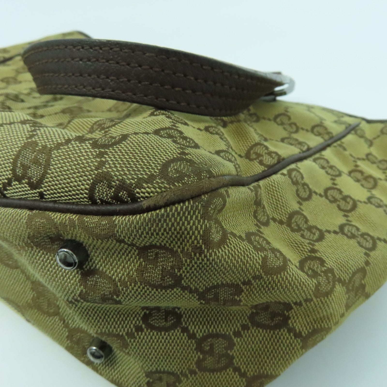 GUCCI 帆布Tote Bag銀扣手挽袋啡色