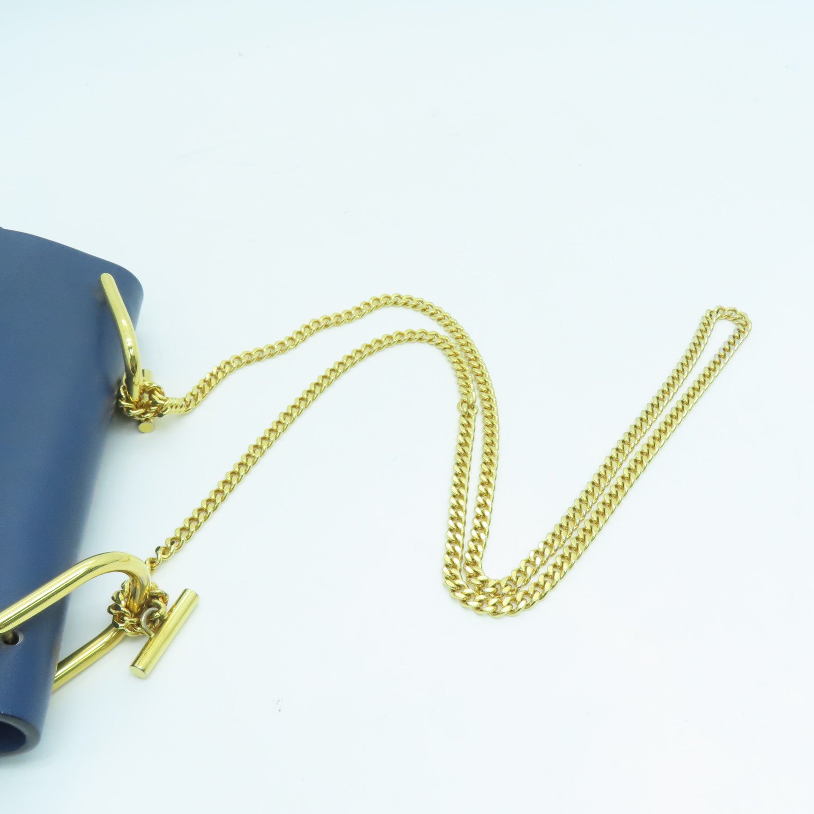 Chloe 牛皮皮革Chain Shoulder Bag金扣链带肩背袋蓝色