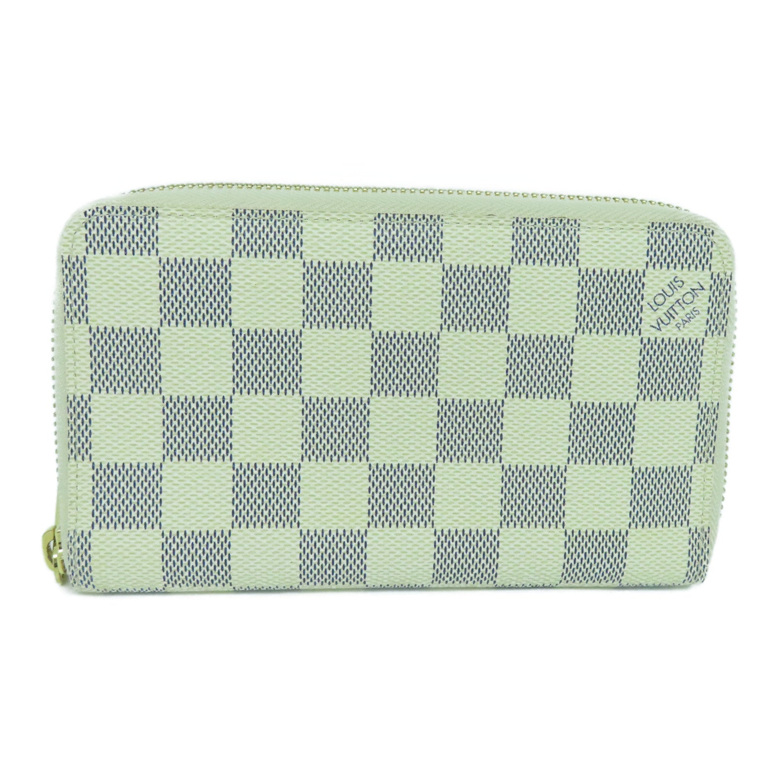 LOUIS VUITTON Damier Azur Long Wallet gold buckle long wallet beige