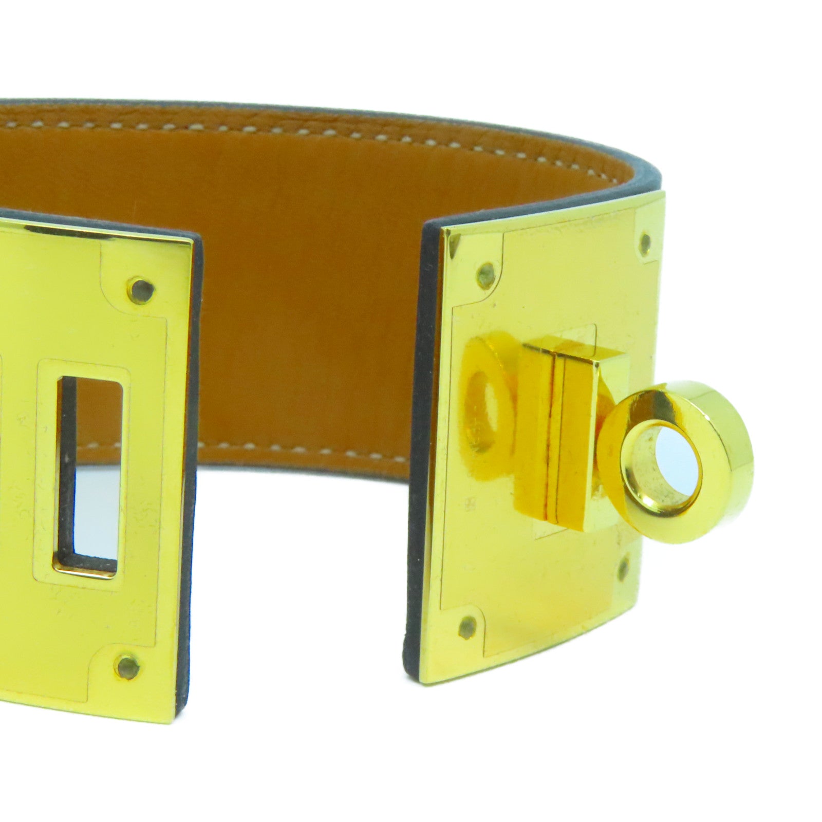 HERMES Swift皮革Kelly Dog Bracelet金扣手鐲黑色