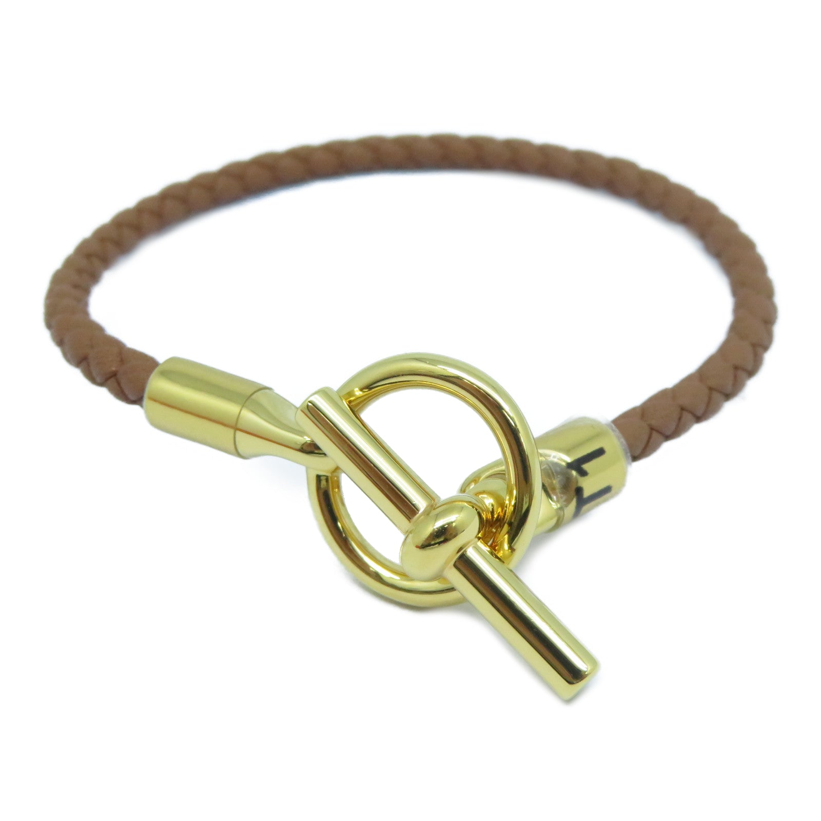 HERMES Swift皮革Glenan Bracelet金扣手鐲啡色
