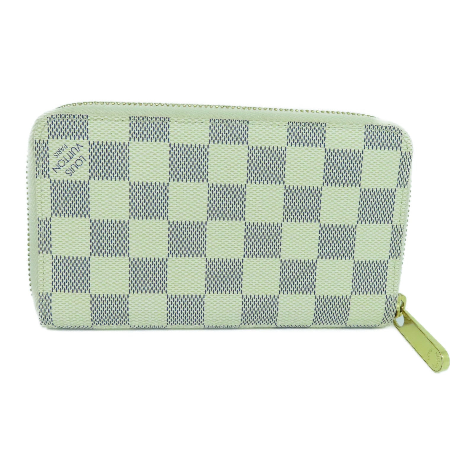 LOUIS VUITTON Damier Azur Long Wallet gold buckle long wallet beige