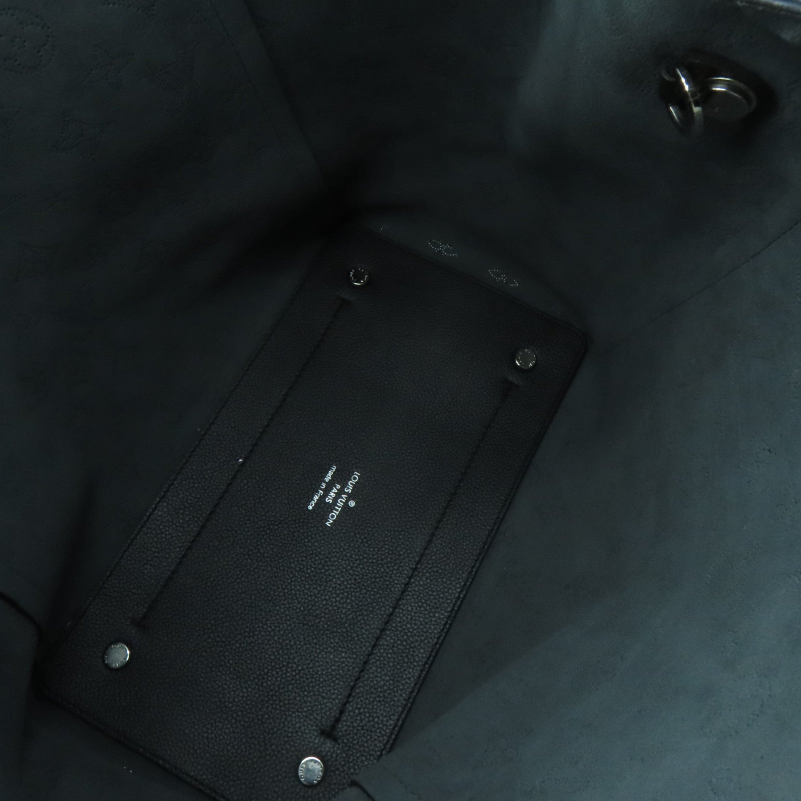 LOUIS VUITTON Monogram Mahina Hina MM銀扣肩背袋Noir黑色