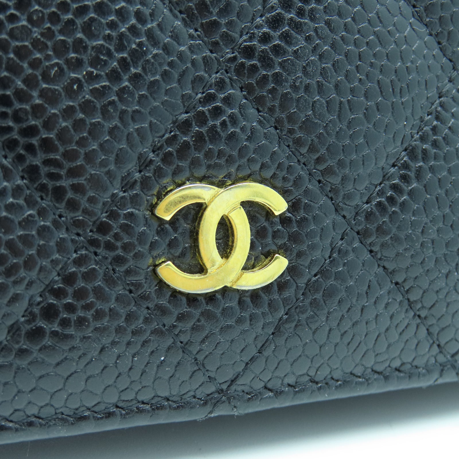 CHANEL 菱格Caviar皮革Long Wallet金扣长钱包黑色/棕色
