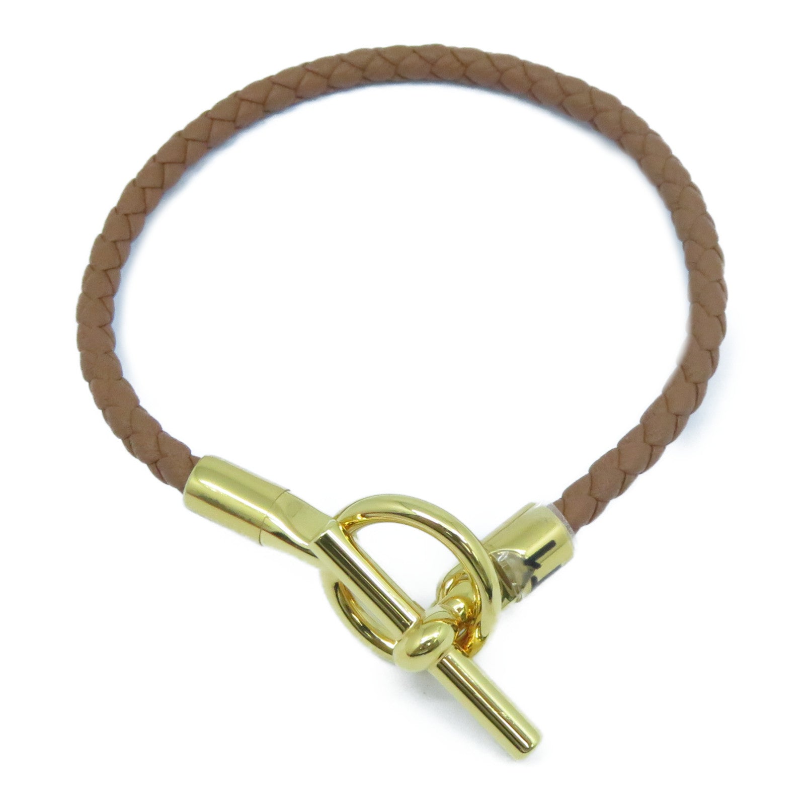 HERMES Swift皮革Glenan Bracelet金扣手鐲啡色