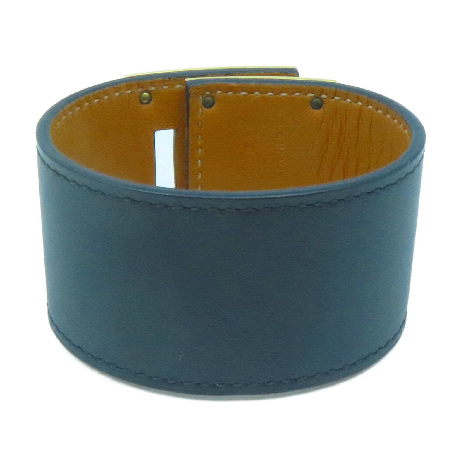HERMES Swift皮革Kelly Dog Bracelet金扣手鐲黑色