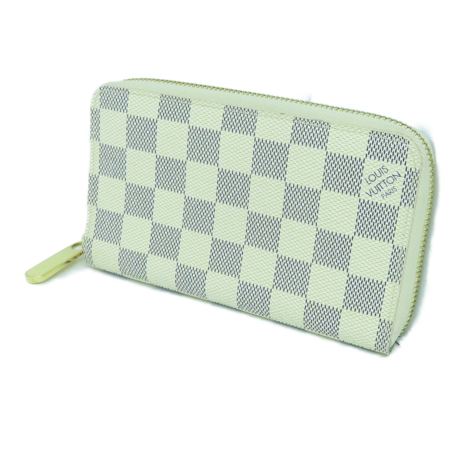 LOUIS VUITTON Damier Azur Long Wallet gold buckle long wallet beige