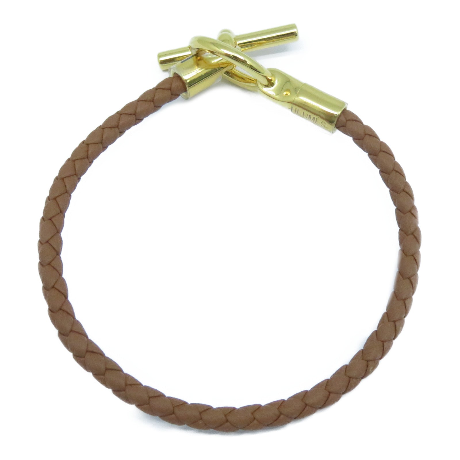 HERMES Swift皮革Glenan Bracelet金扣手鐲啡色