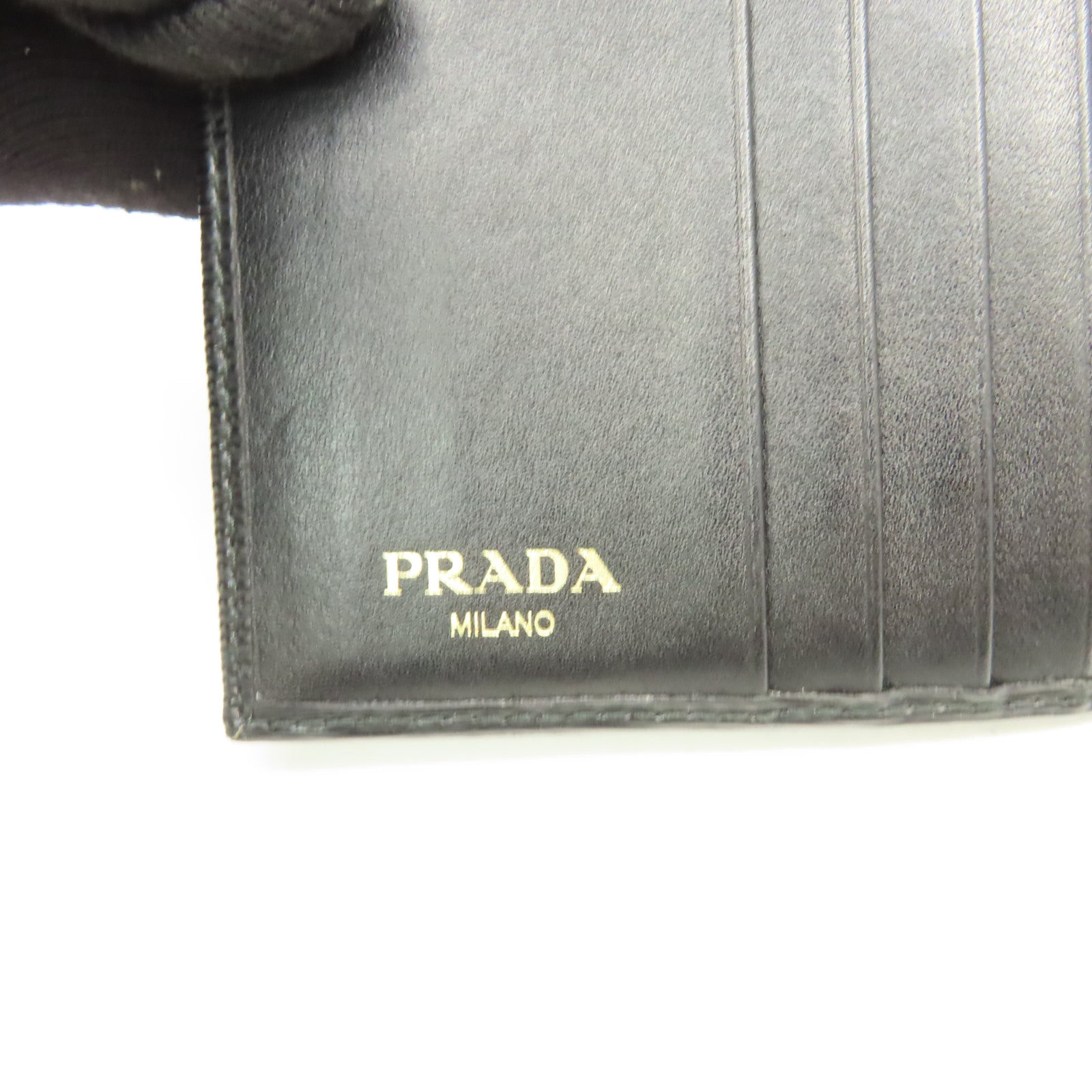 PRADA 牛皮皮革Short Wallet短錢包黑色