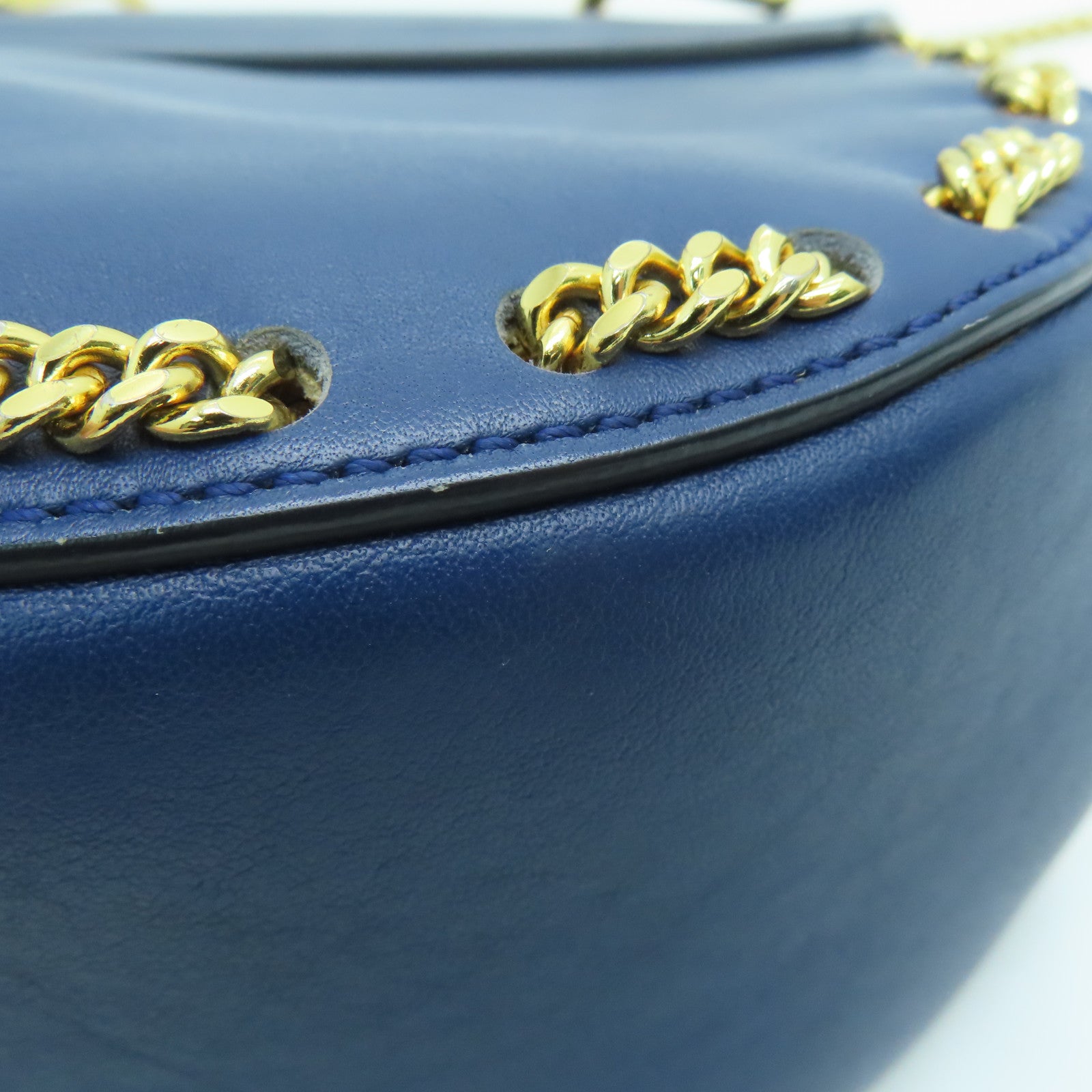 Chloe 牛皮皮革Chain Shoulder Bag金扣链带肩背袋蓝色