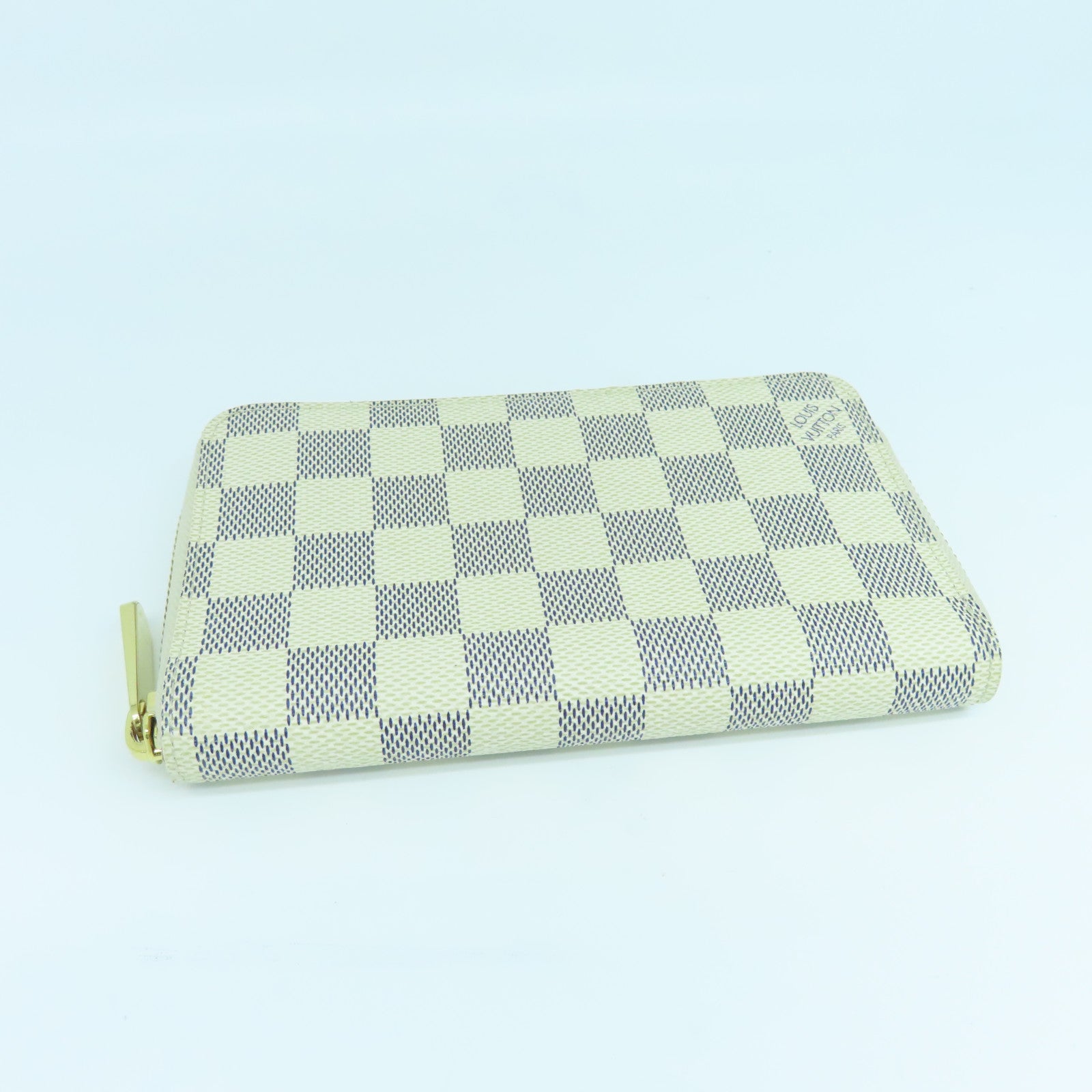 LOUIS VUITTON Damier Azur Long Wallet gold buckle long wallet beige