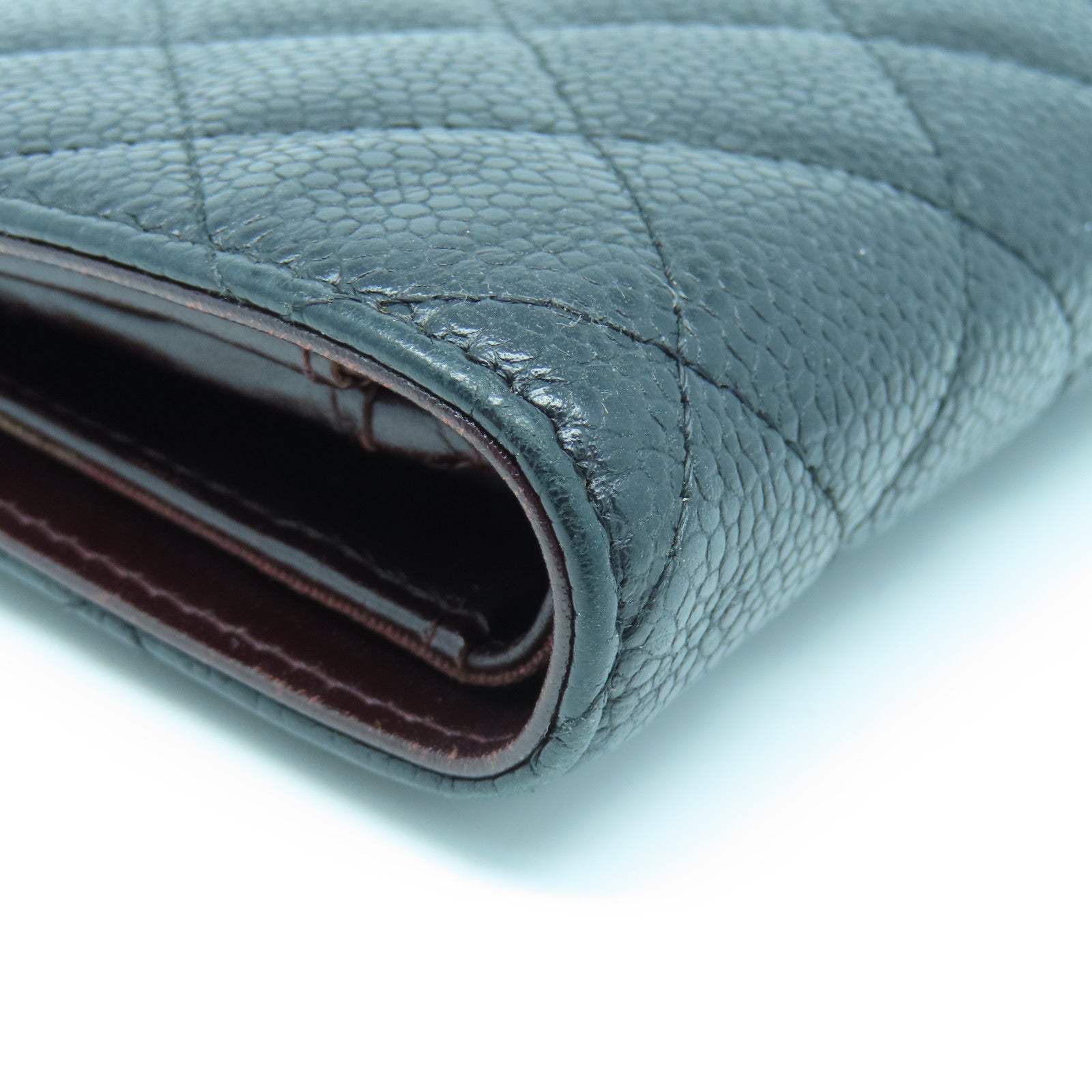CHANEL 菱格Caviar皮革Long Wallet金扣长钱包黑色/棕色