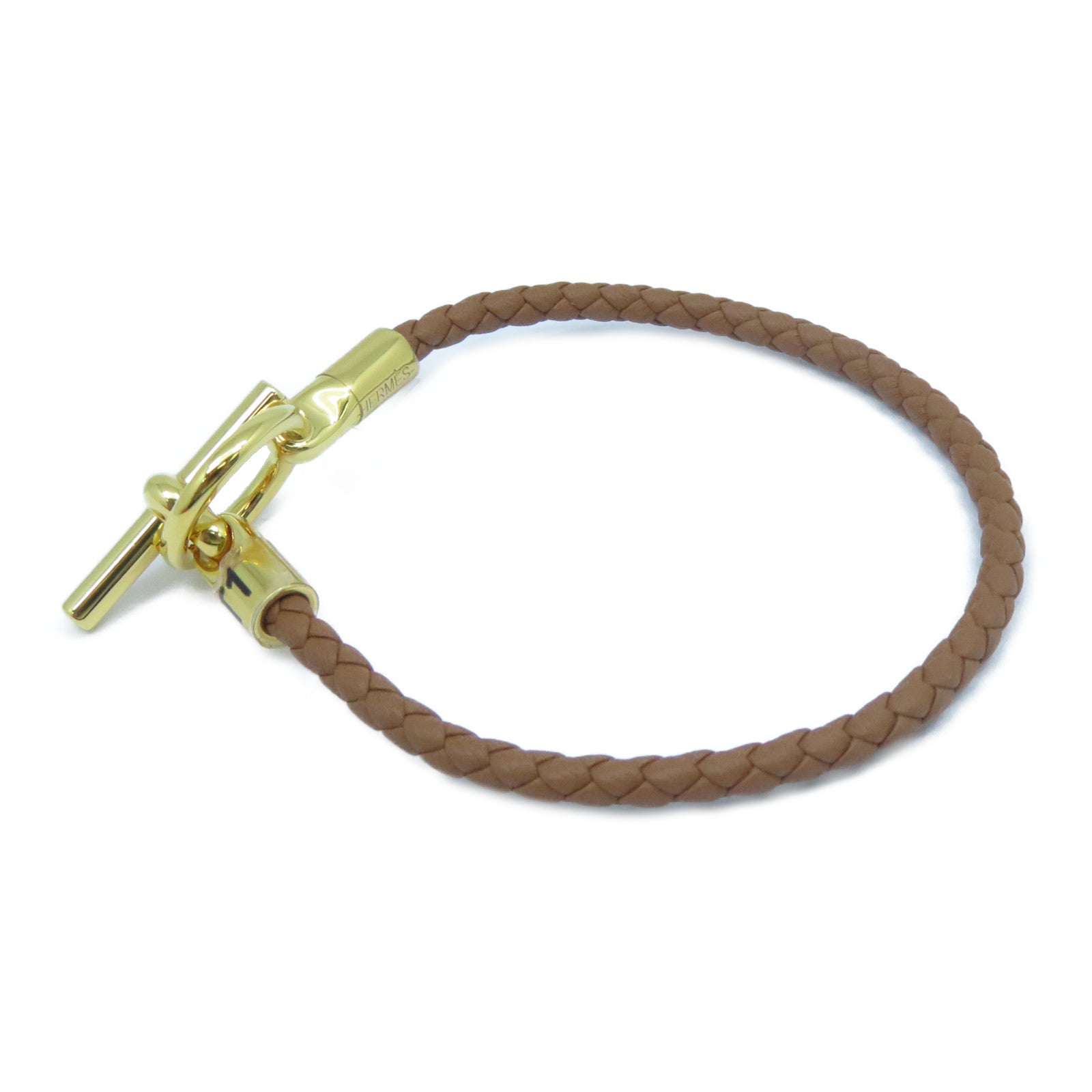 HERMES Swift皮革Glenan Bracelet金扣手鐲啡色