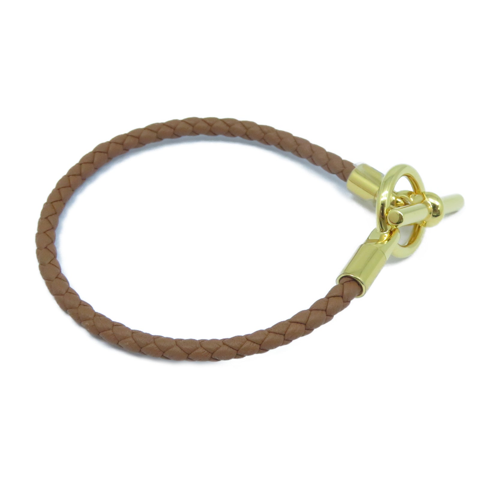 HERMES Swift皮革Glenan Bracelet金扣手鐲啡色