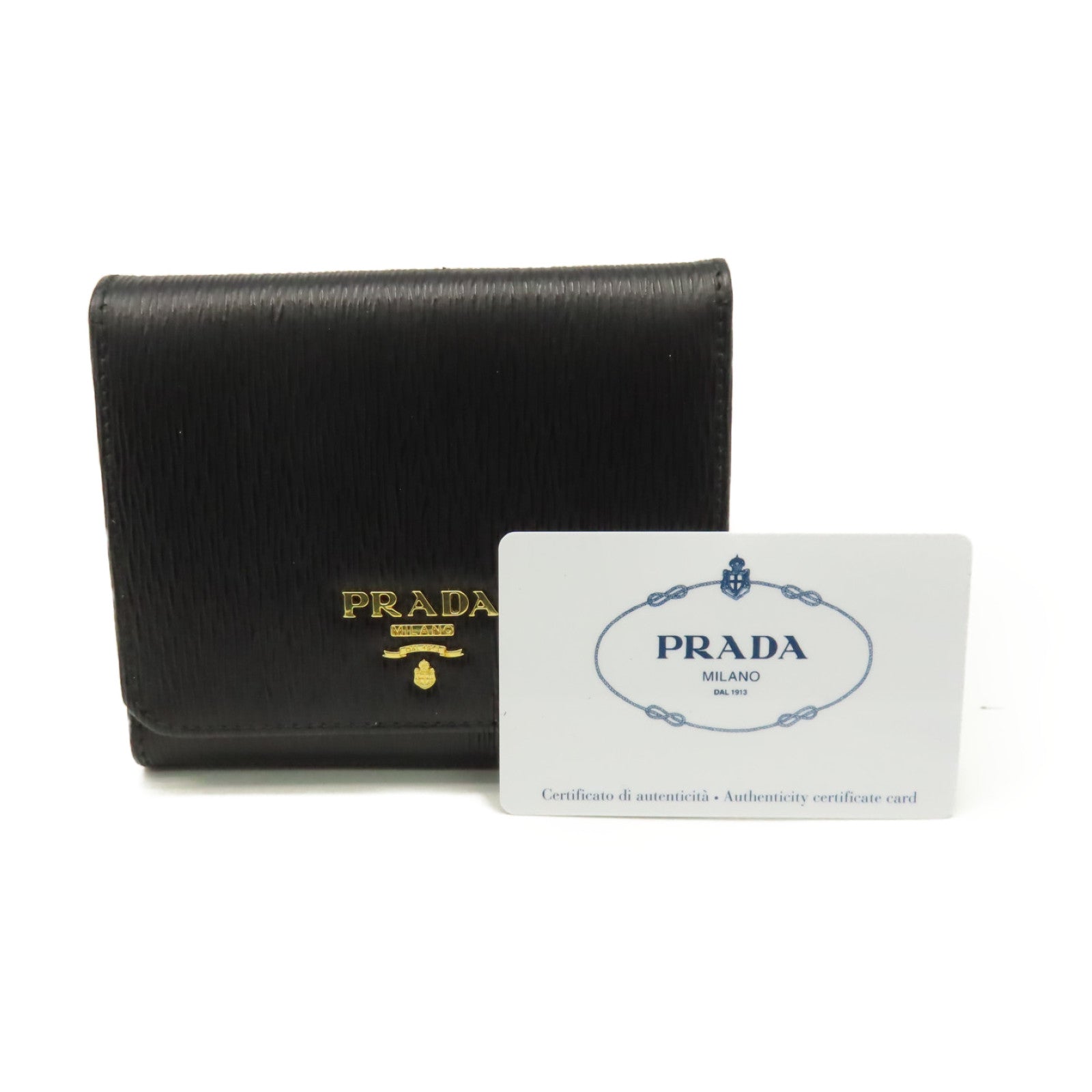 PRADA 牛皮皮革Short Wallet短錢包黑色