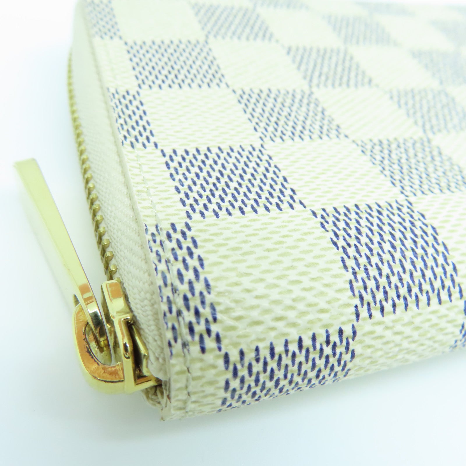 LOUIS VUITTON Damier Azur Long Wallet gold buckle long wallet beige