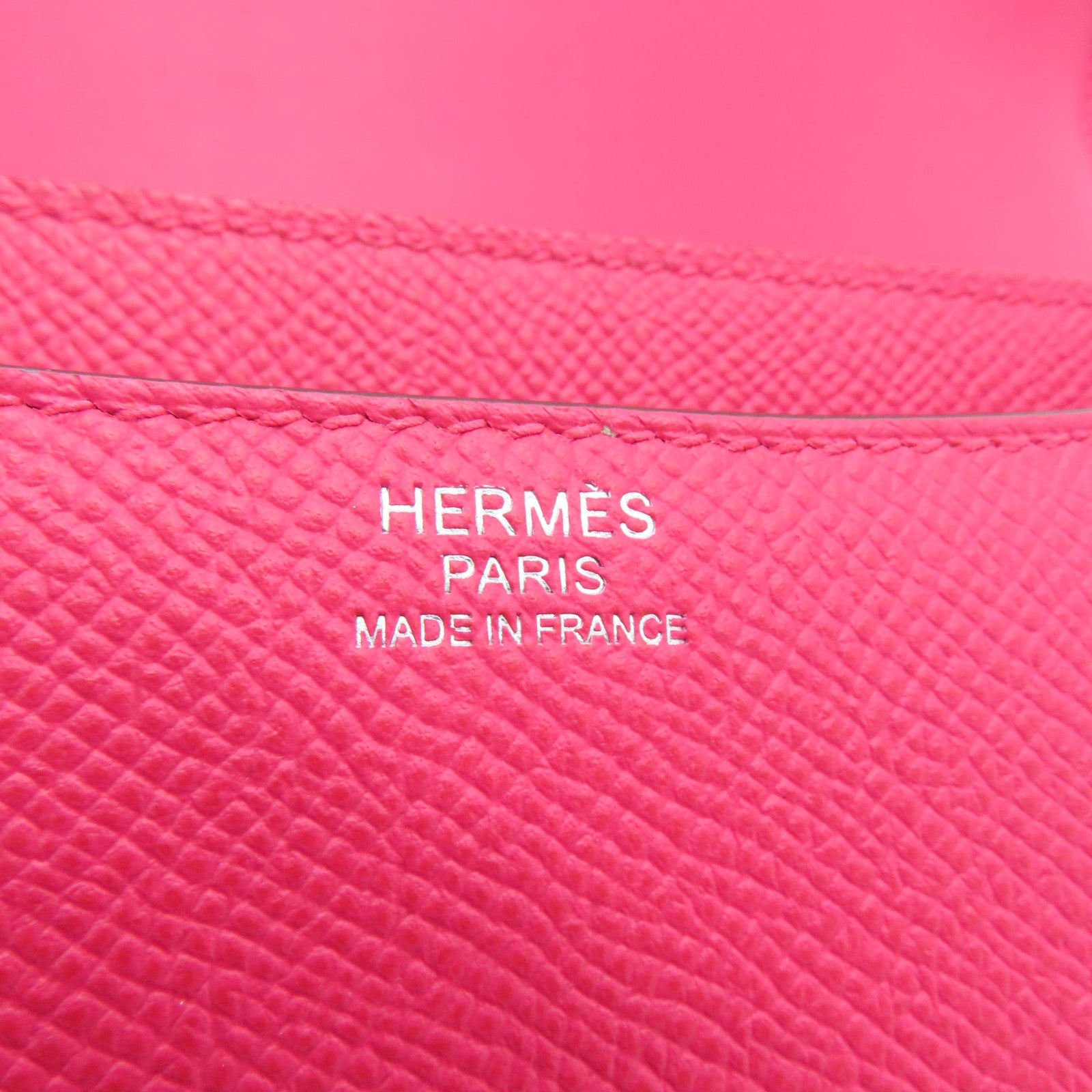 HERMES 【激减优惠】Epsom皮革Constance 24银扣链带肩背袋粉红色