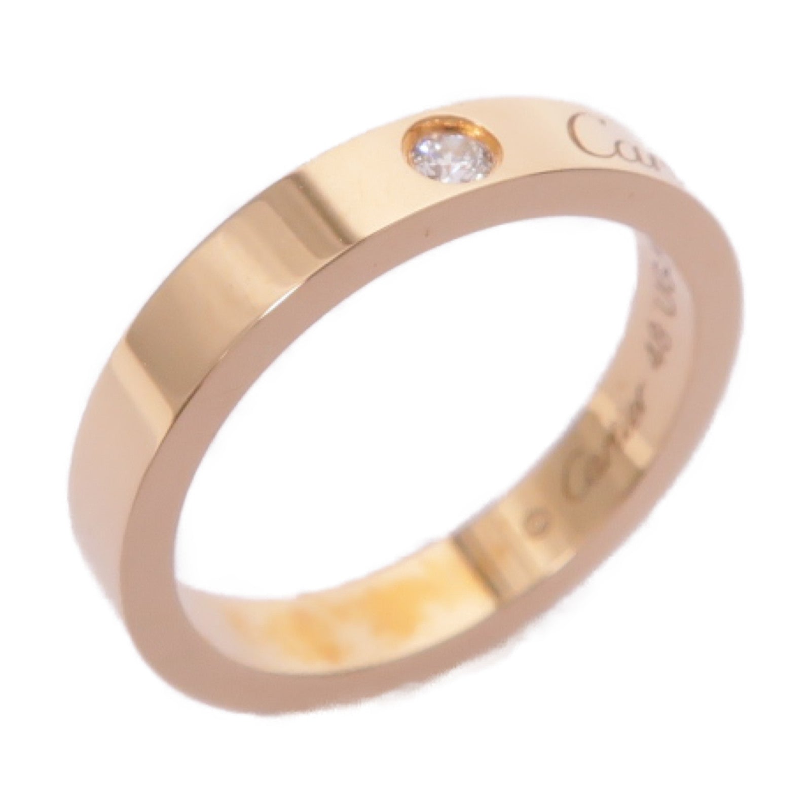 CARTIER 18K玫瑰金C De Ring鑽石戒指Cartier#48/US#4.5