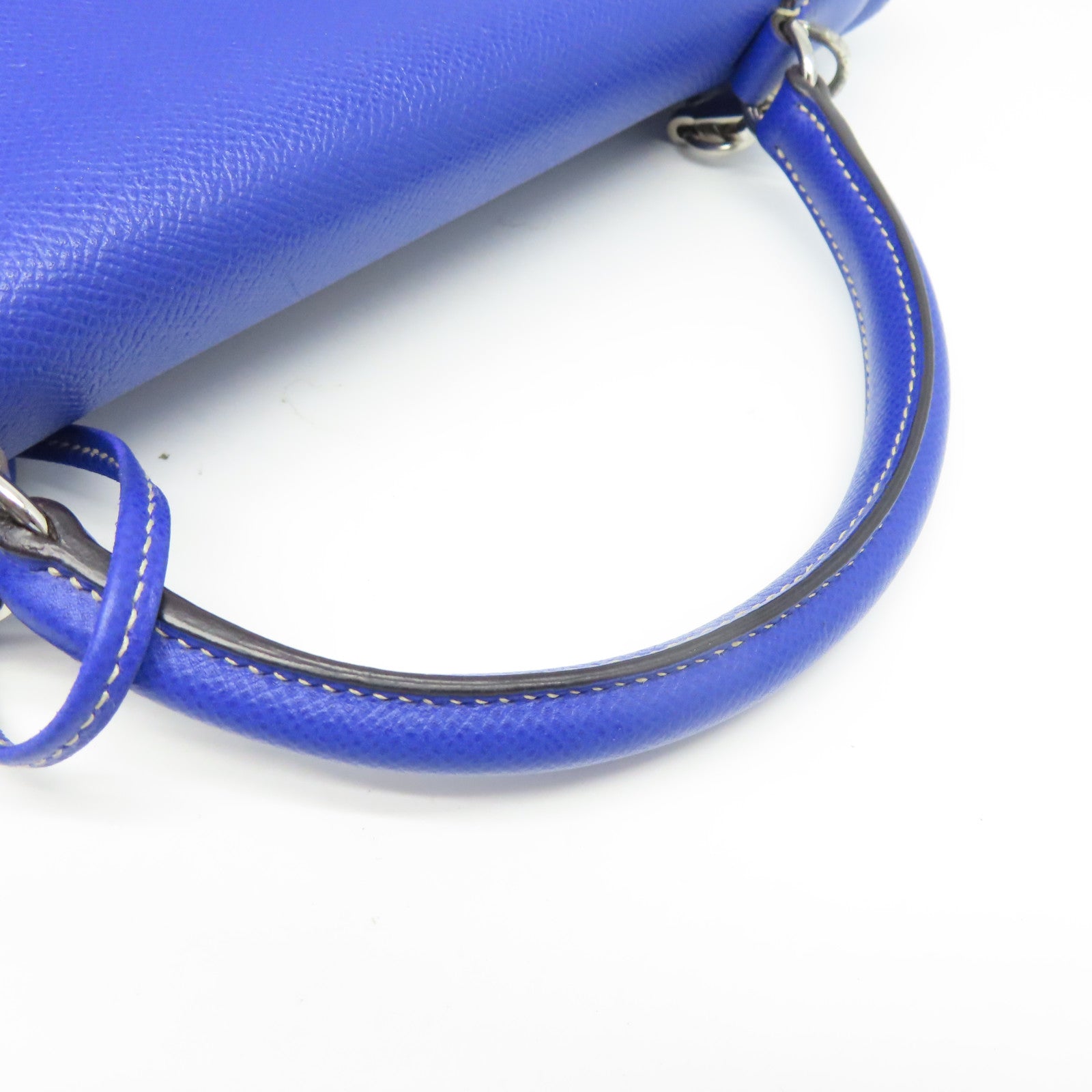 HERMES Veau Epsom皮革Kelly32銀扣手挽肩背兩用袋閃電藍色