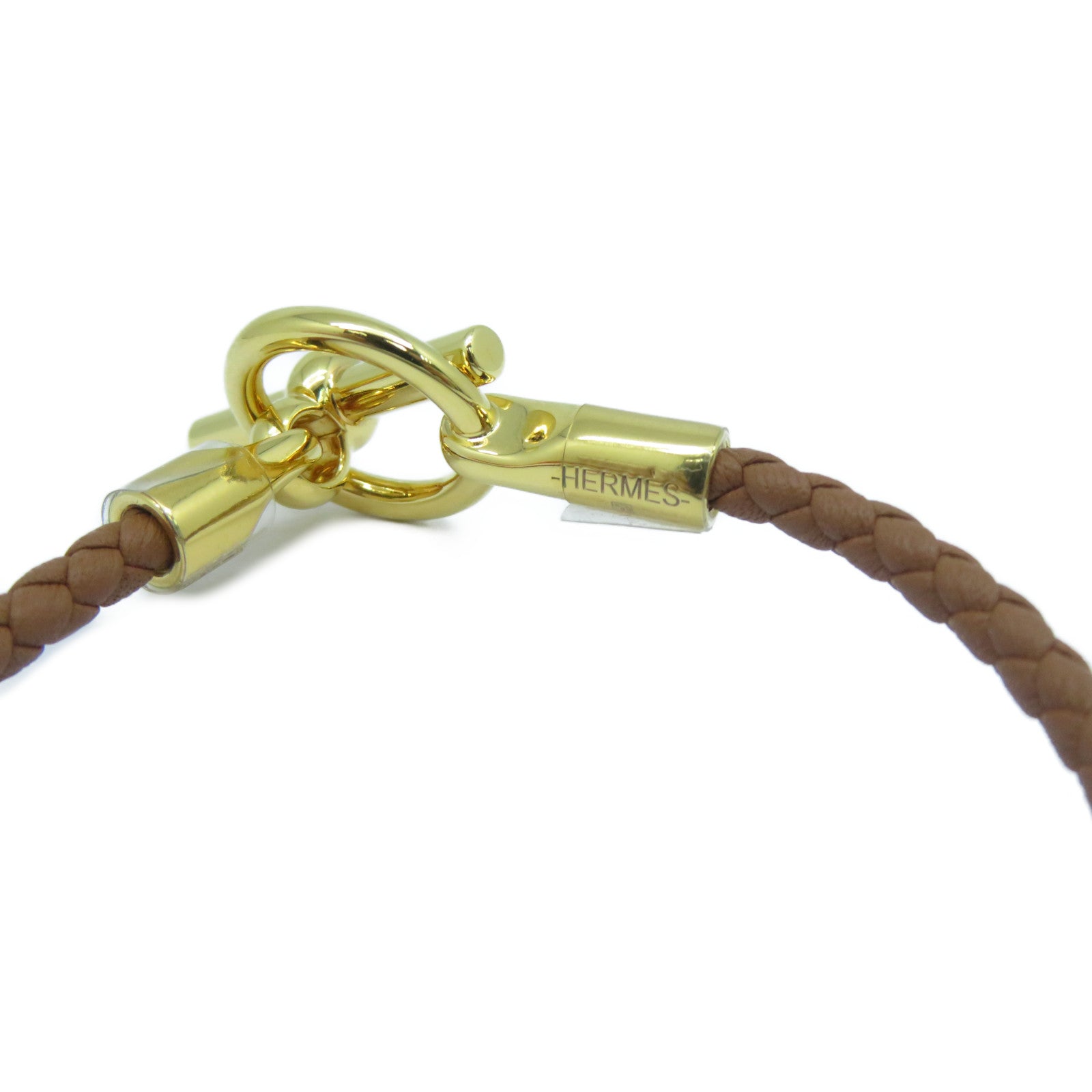 HERMES Swift皮革Glenan Bracelet金扣手鐲啡色