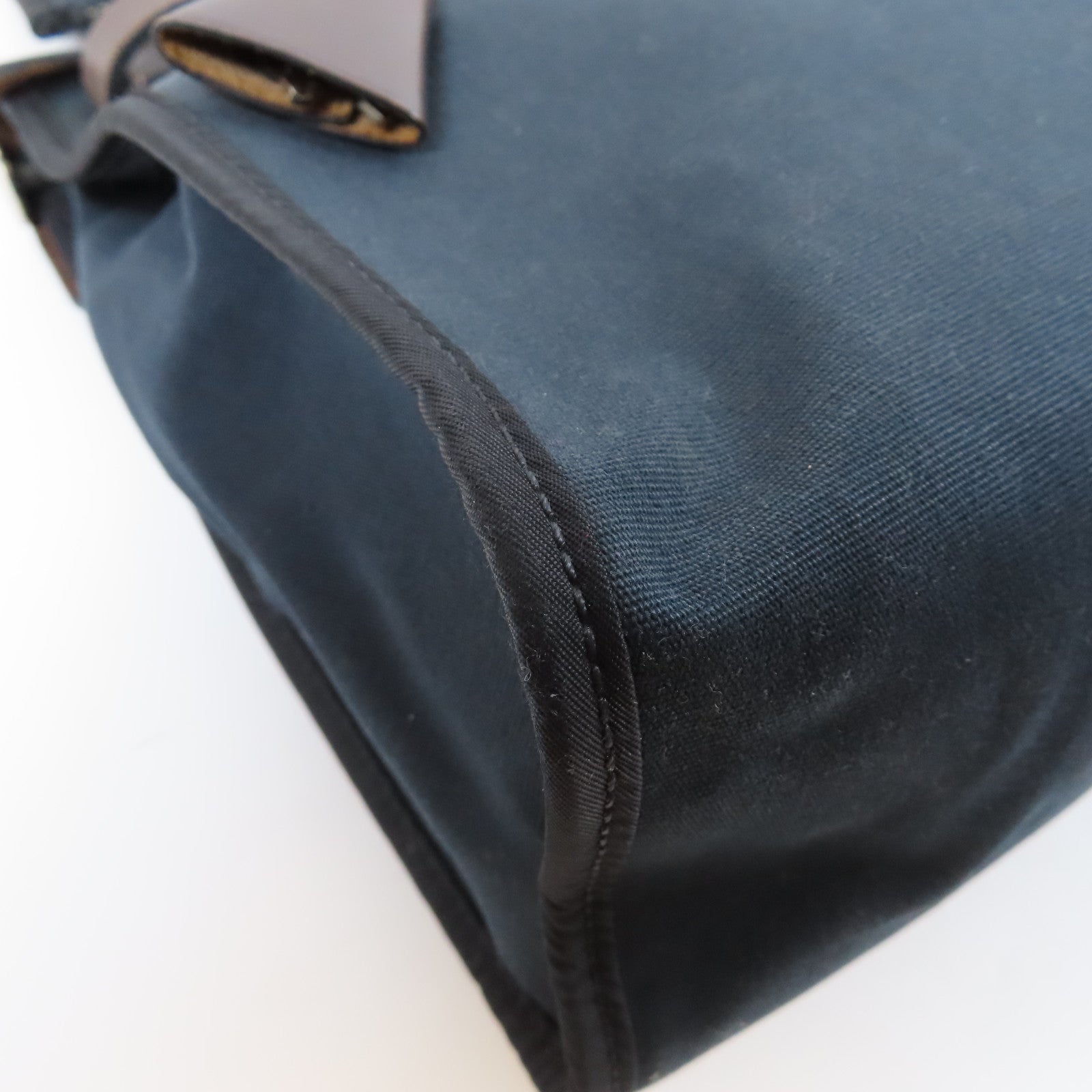 HERMES 帆布/皮革Herbag PM銀扣手挽肩背兩用袋Noir黑色