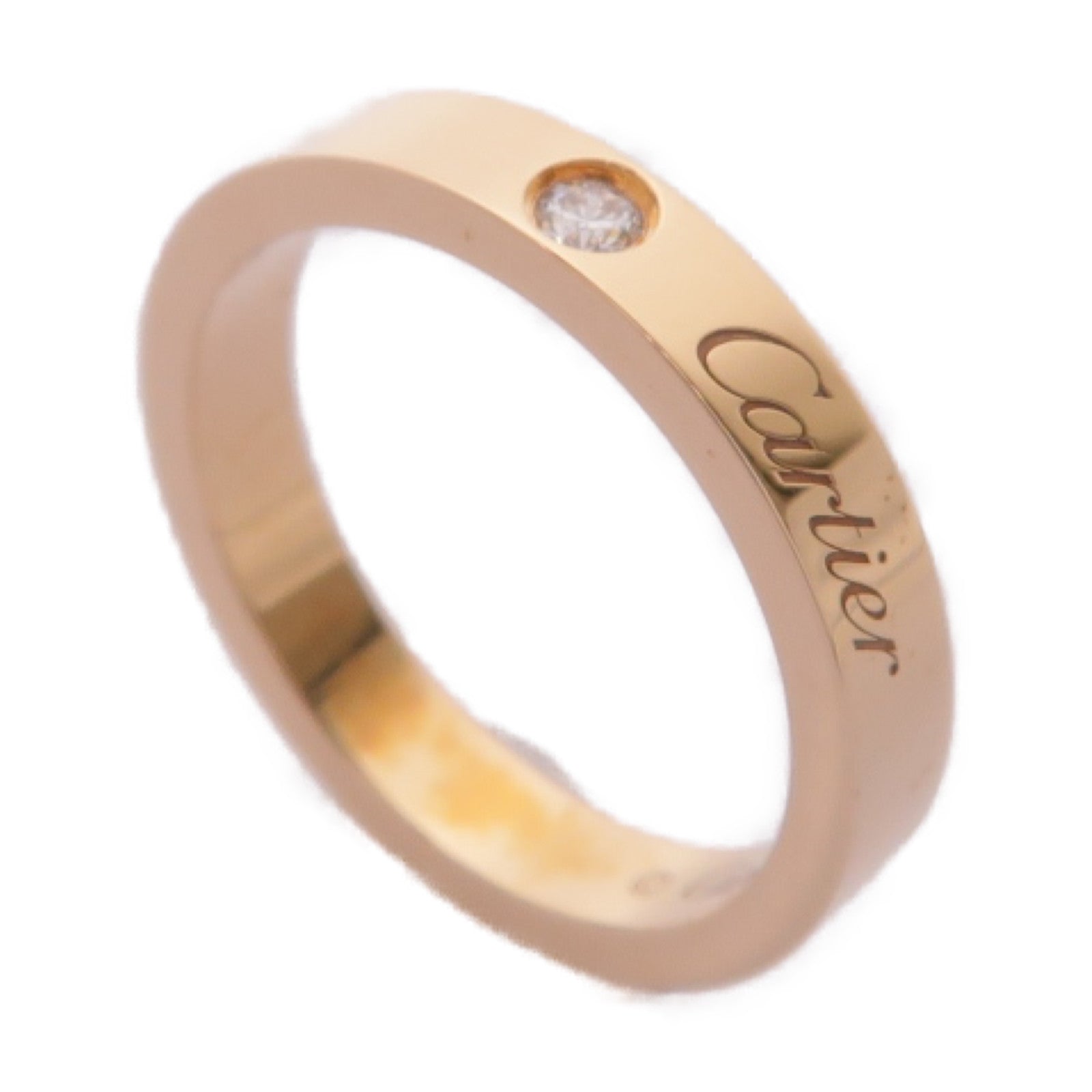 CARTIER 18K玫瑰金C De Ring鑽石戒指Cartier#48/US#4.5