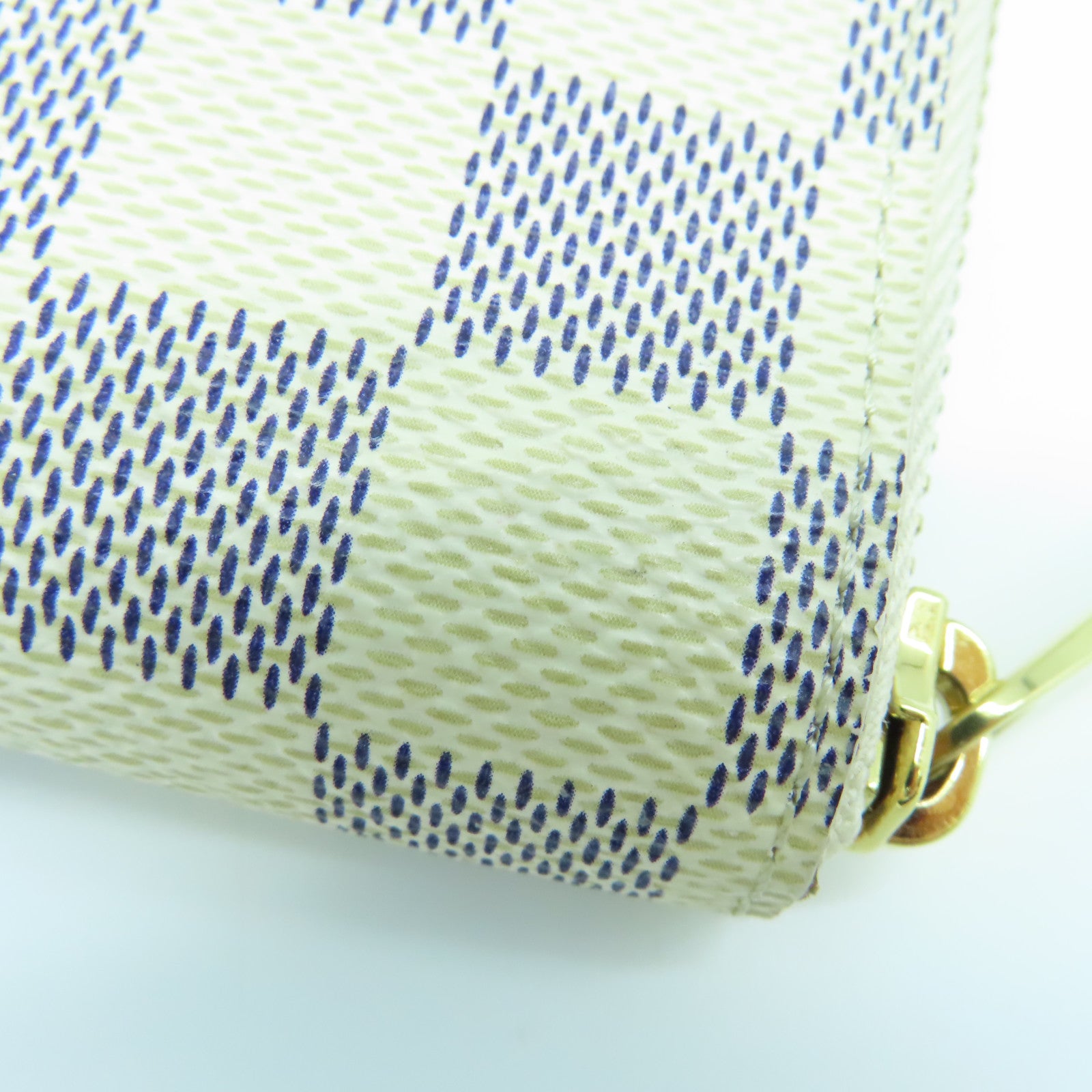 LOUIS VUITTON Damier Azur Long Wallet gold buckle long wallet beige